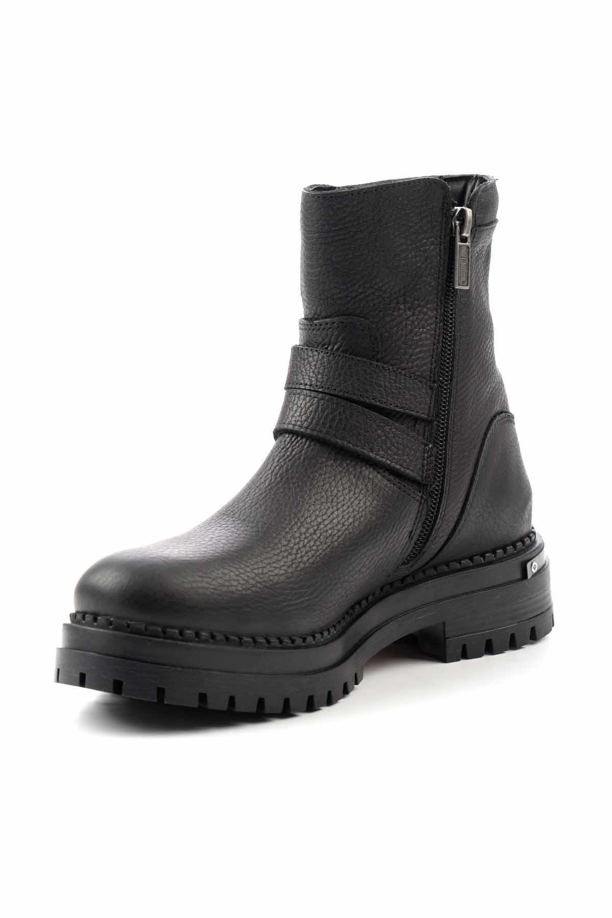 Black Hakiki Deri Kadın Bot & Bootie HD0777055603