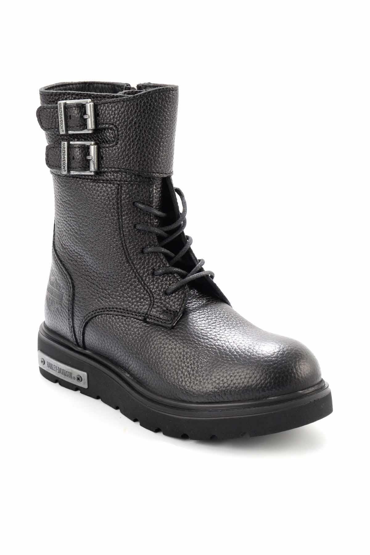 Black Hakiki Deri Kadın Bot & Bootie HD0777063603