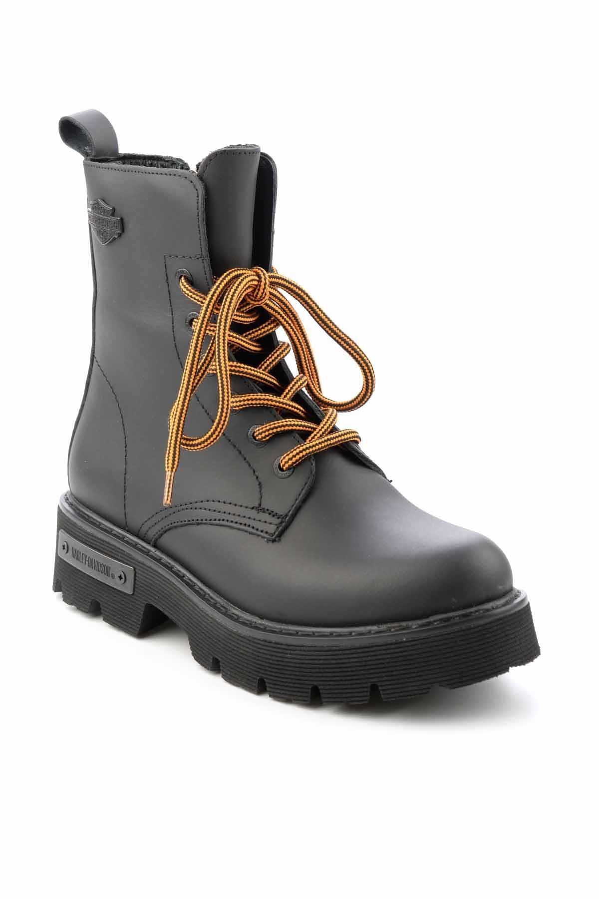 Black Hakiki Deri Kadın Bot & Bootie HD0777057303