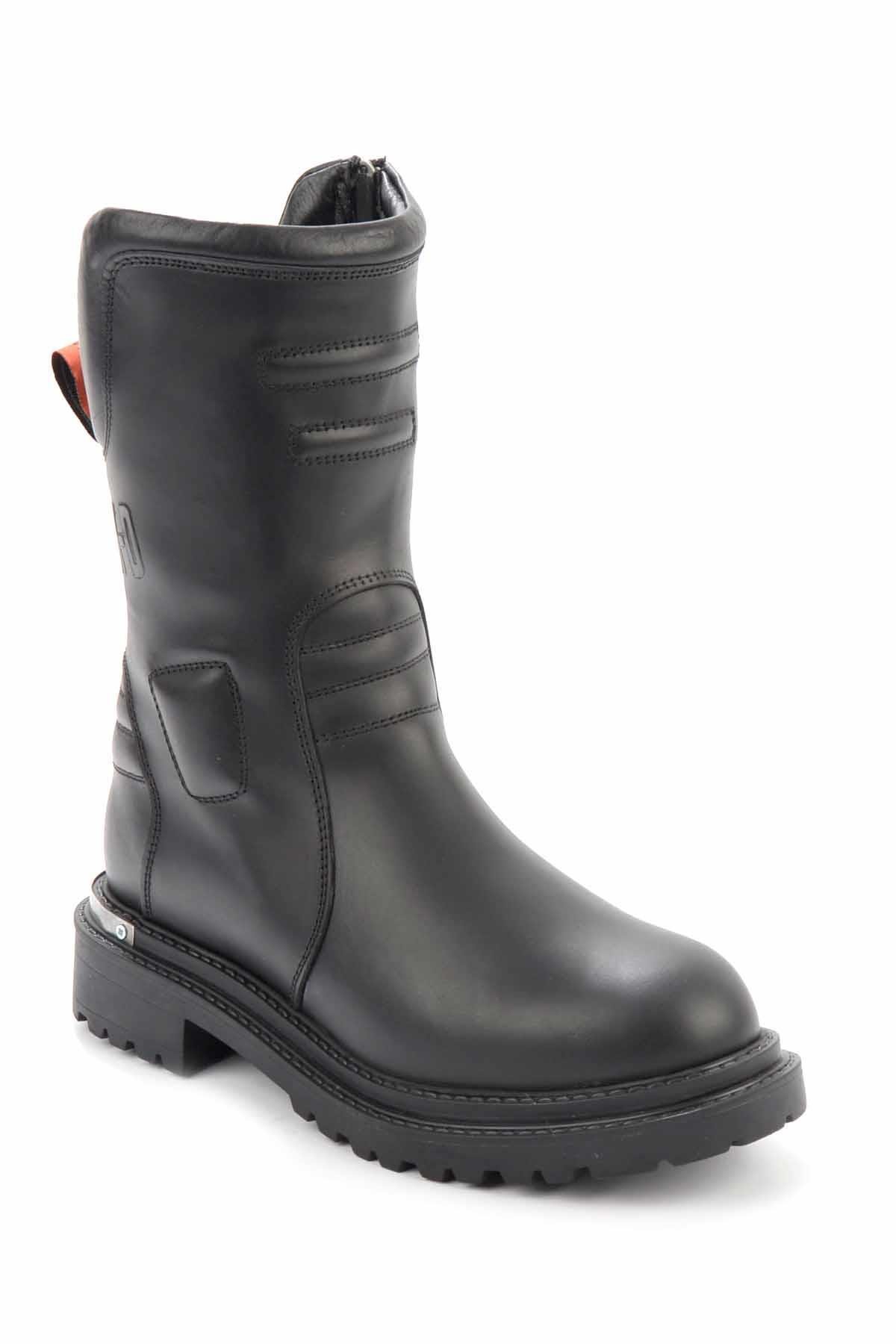 Black Hakiki Deri Kadın Bot & Bootie HD0777057103