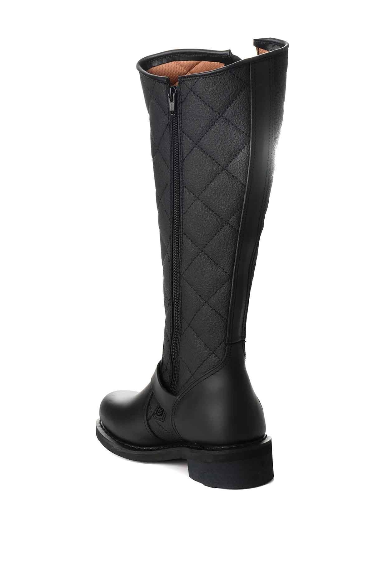 Black Hakiki Deri Kadın Bot & Bootie HD0777005803