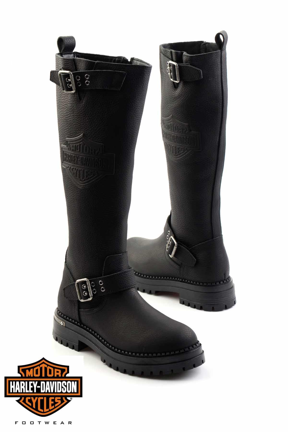 Black Hakiki Deri Kadın Bot & Bootie HD0777002703