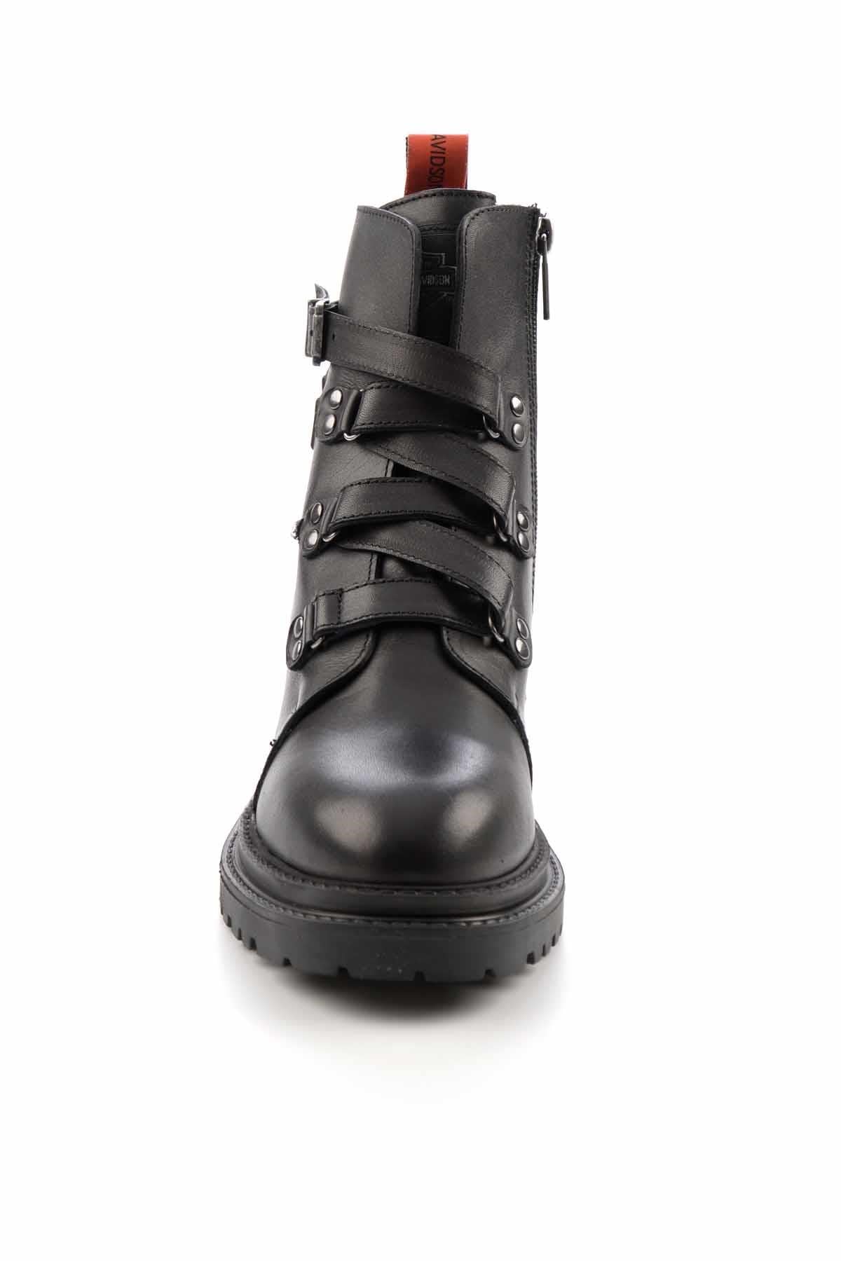 Black Hakiki Deri Kadın Bot & Bootie HD0777003003