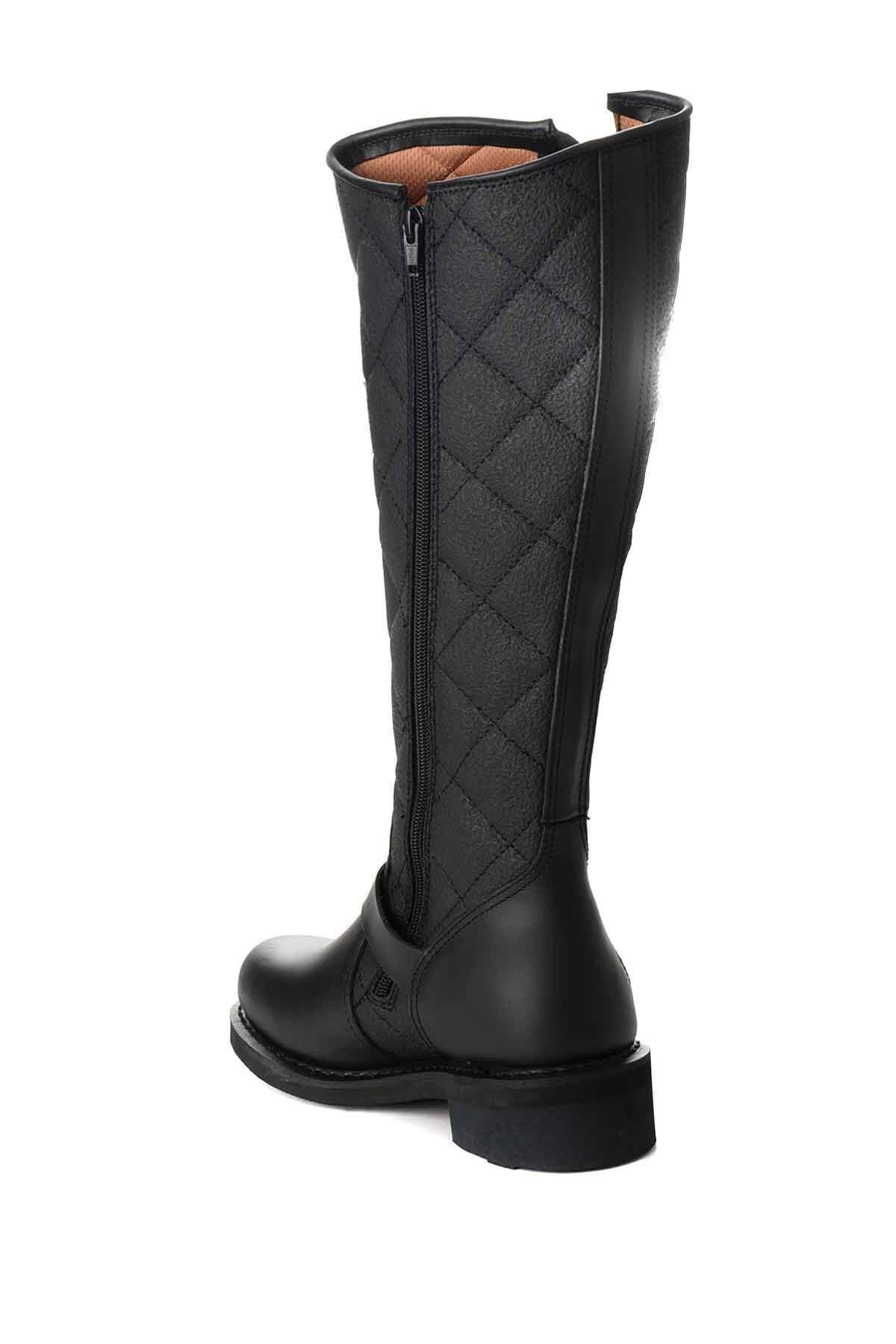 Black Hakiki Deri Kadın Bot & Bootie HD0777005803