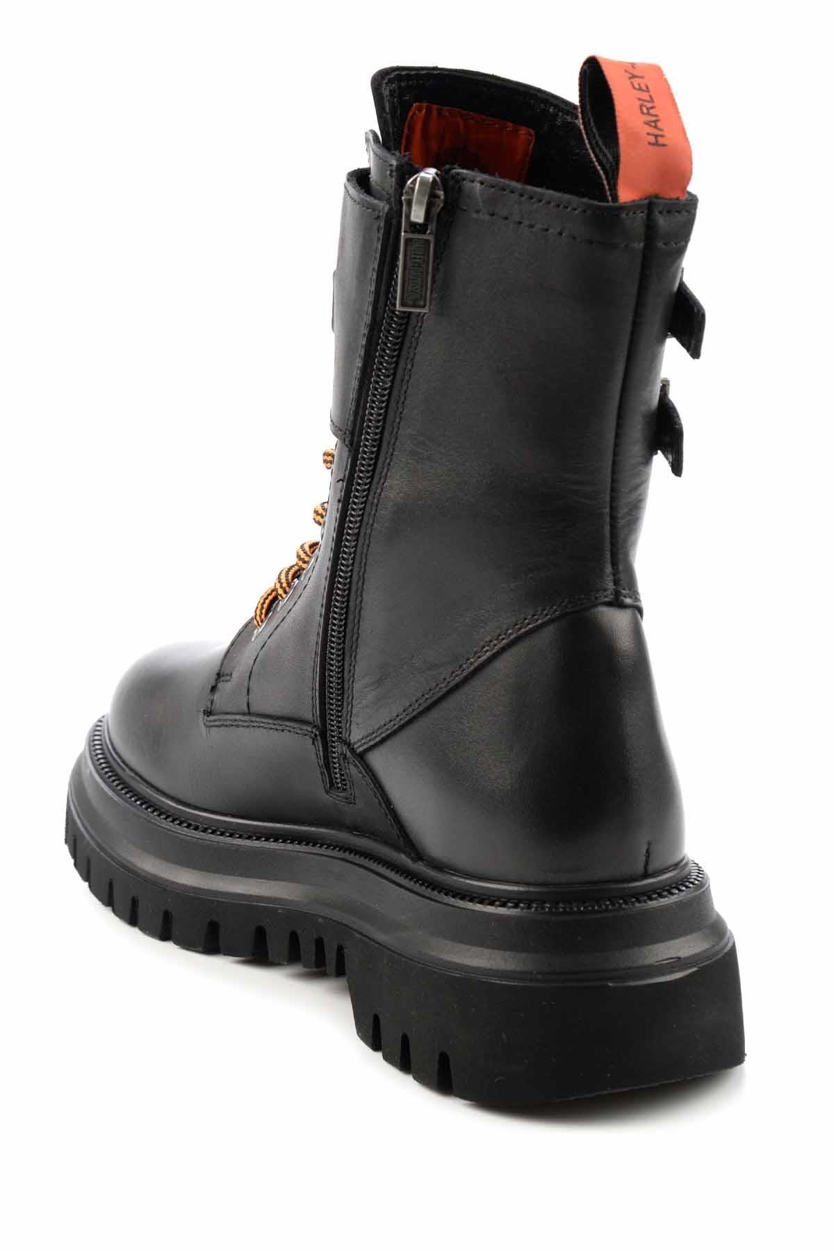 Black Hakiki Deri Kadın Bot & Bootie HD0777002503
