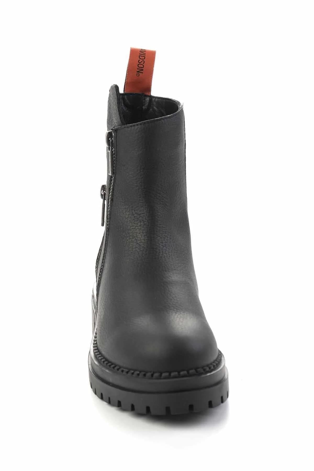 Black Hakiki Deri Kadın Bot & Bootie HD0777003903