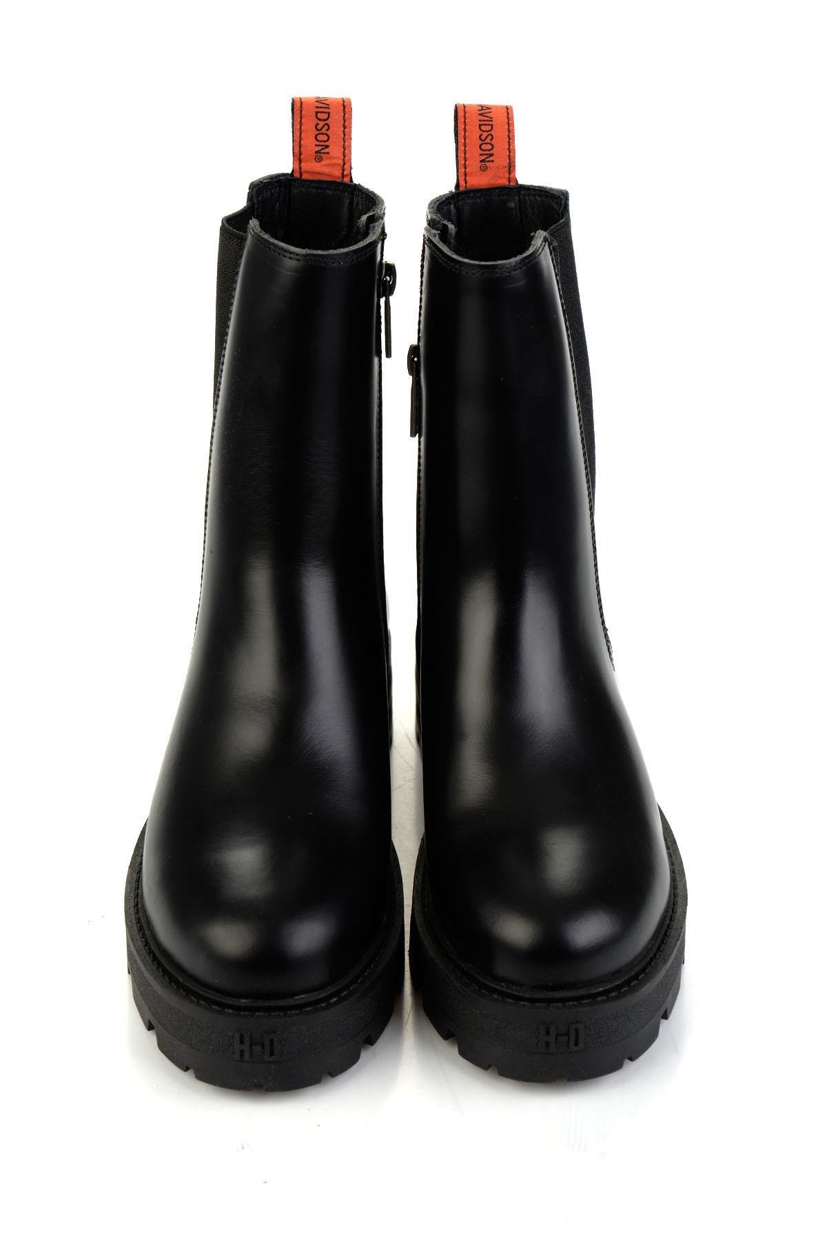 Black Hakiki Deri Kadın Bot & Bootie HD0777166103