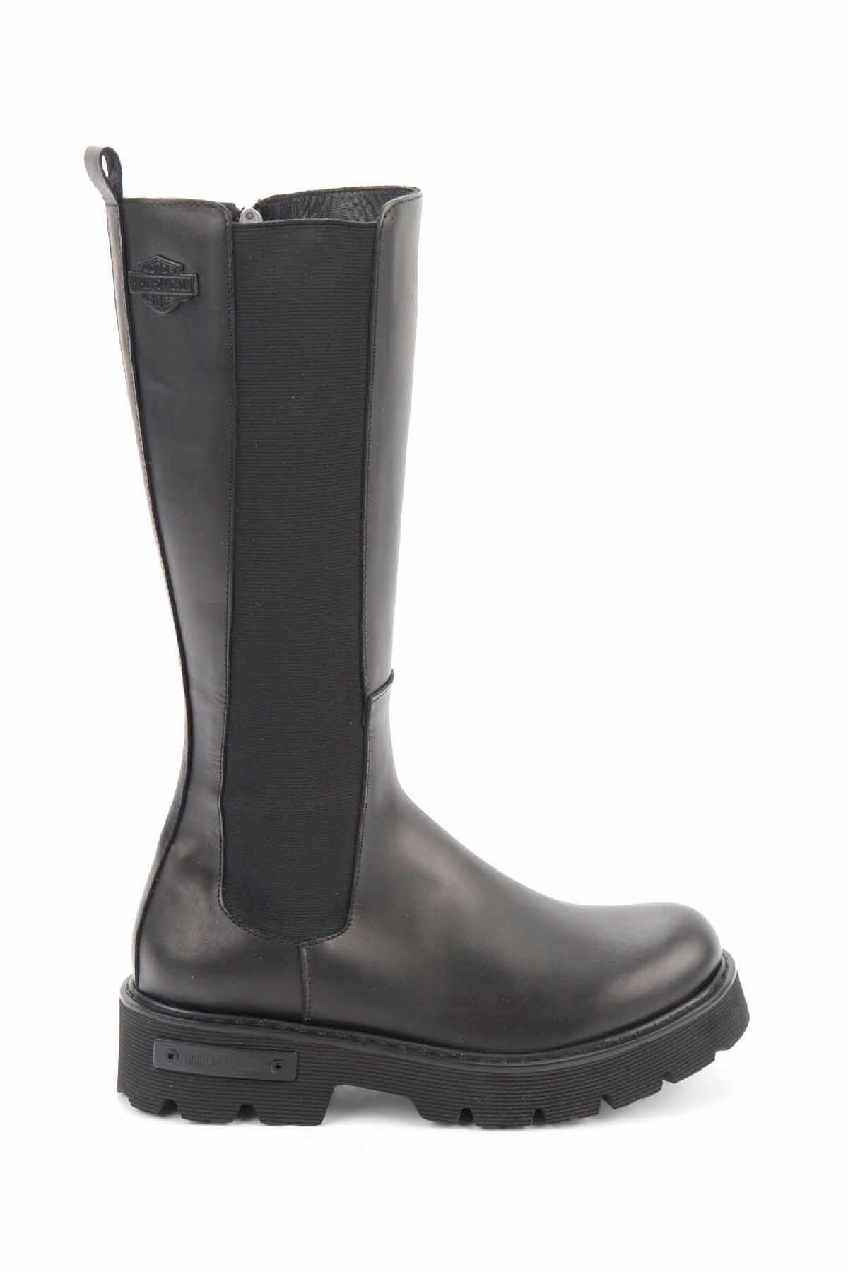 Black Hakiki Deri Kadın Bot & Bootie HD0777056903