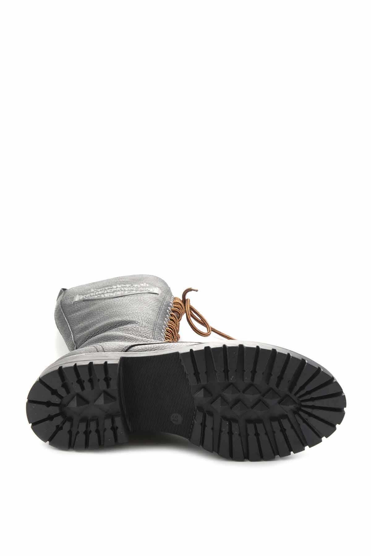 Black Hakiki Deri Kadın Bot & Bootie HD0777002803