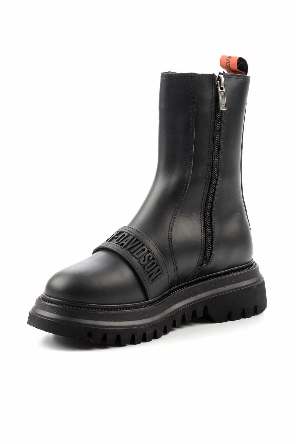 Black Hakiki Deri Kadın Bot & Bootie HD0777054903