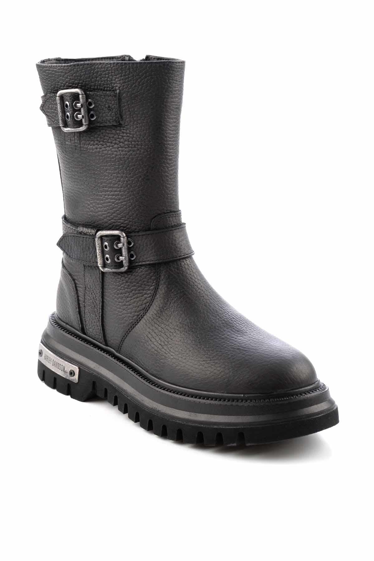 Black Hakiki Deri Kadın Bot & Bootie HD0777056603