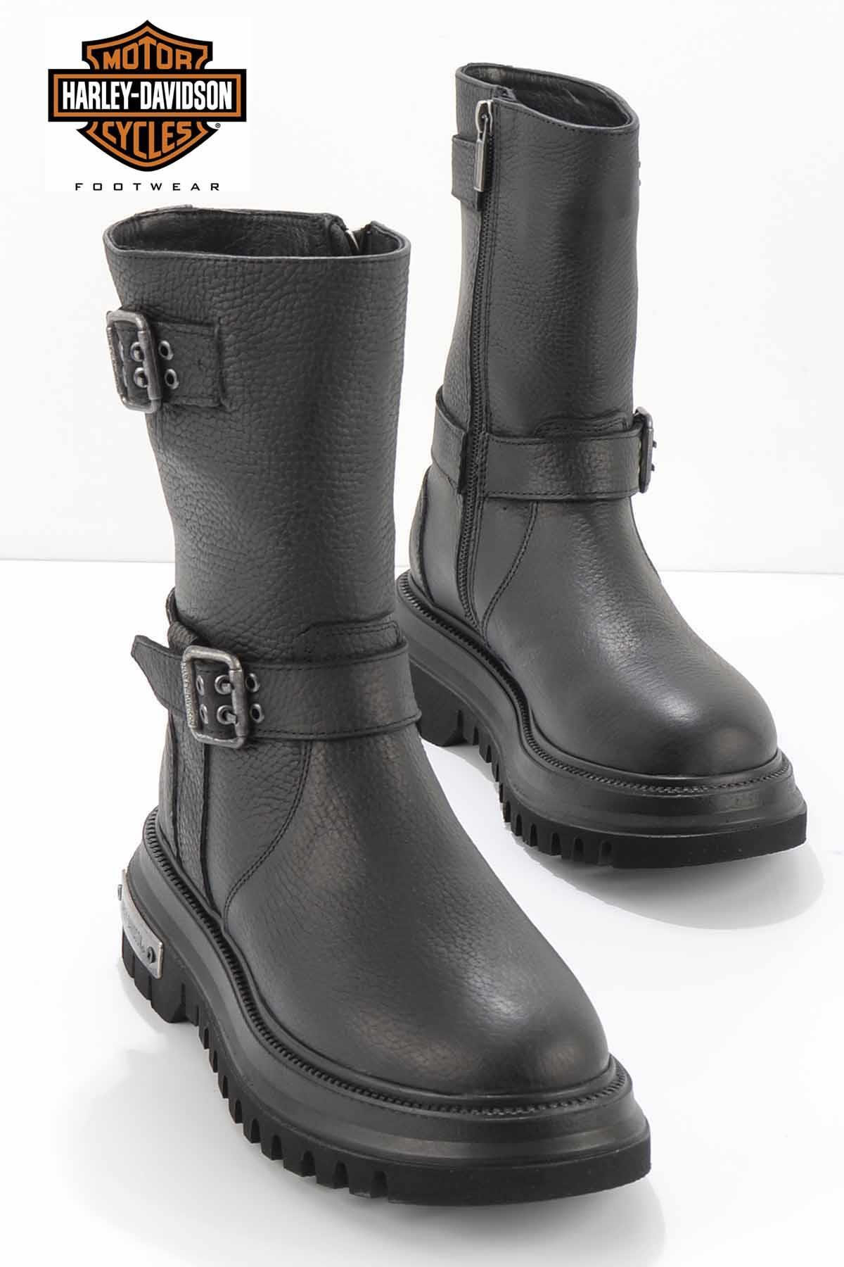 Black Hakiki Deri Kadın Bot & Bootie HD0777056603
