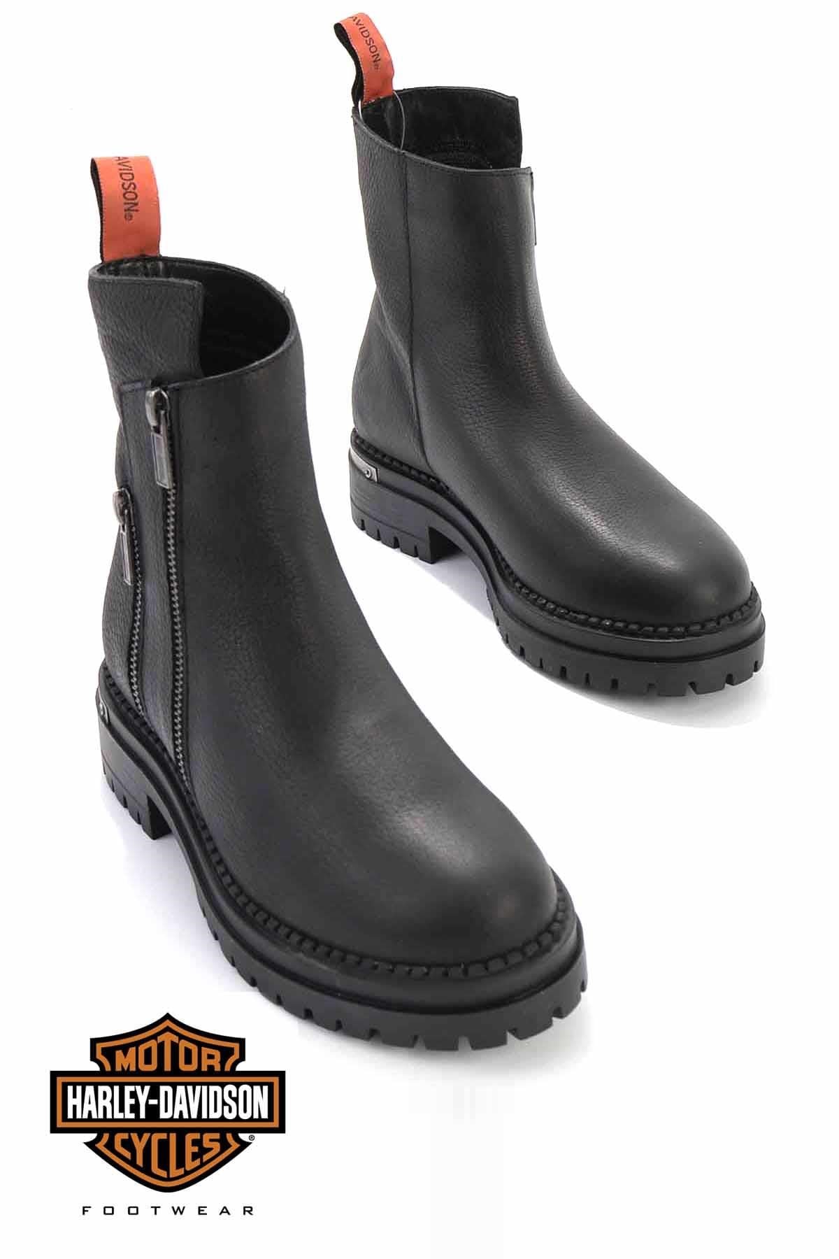 Black Hakiki Deri Kadın Bot & Bootie HD0777003903