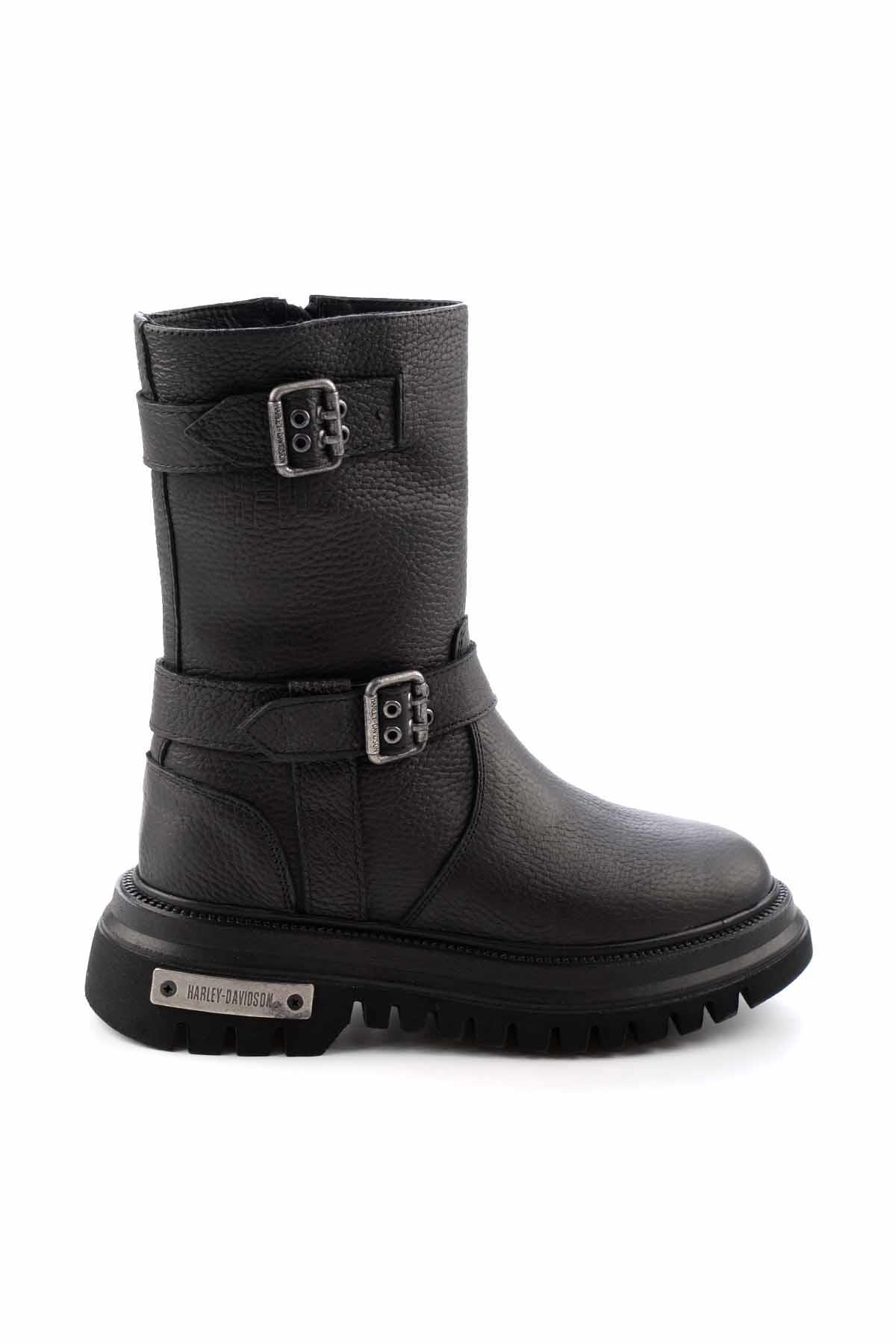 Black Hakiki Deri Kadın Bot & Bootie HD0777056603