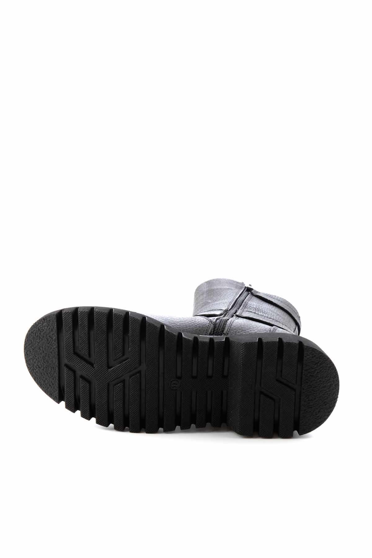 Black Hakiki Deri Kadın Bot & Bootie HD0777056603