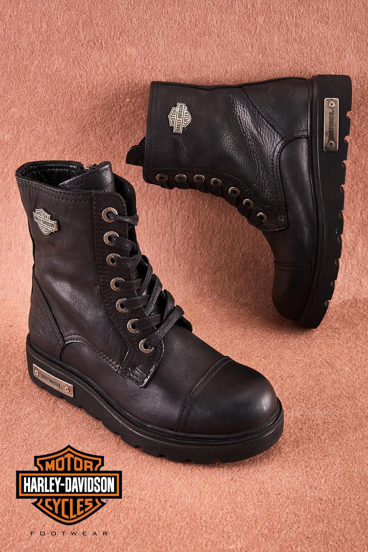 Black Hakiki Deri Kadın Bot & Bootie HD0777054003