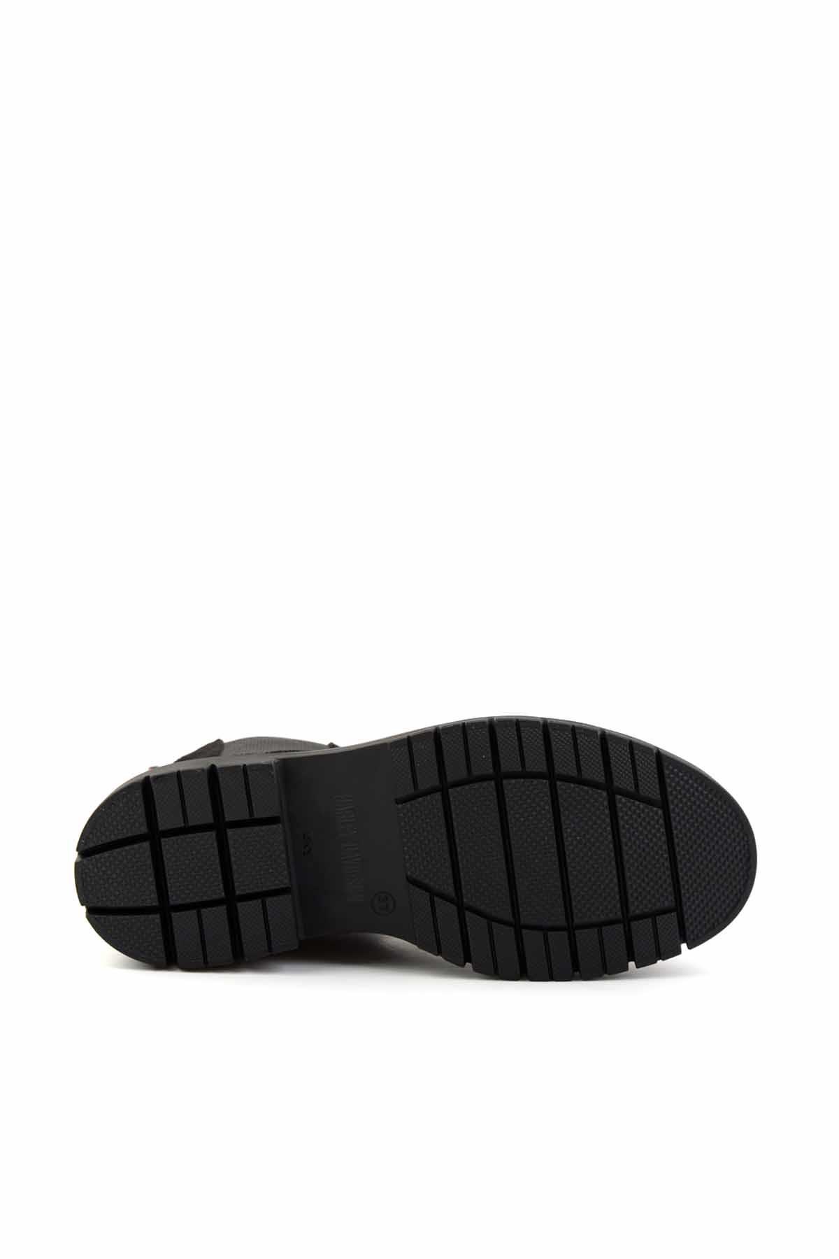 Black Hakiki Deri Kadın Bot & Bootie HD0777004802