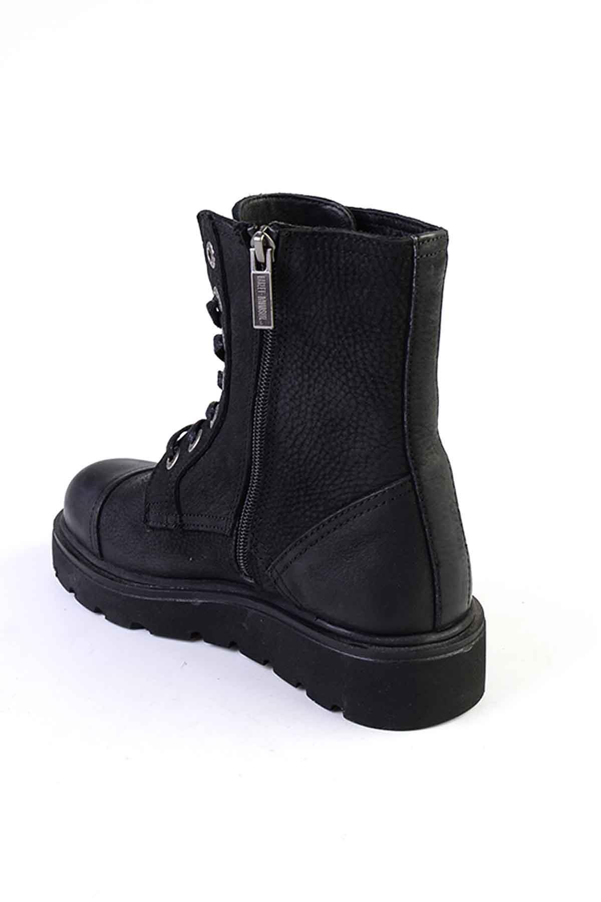 Black Hakiki Deri Kadın Bot & Bootie HD0777054003