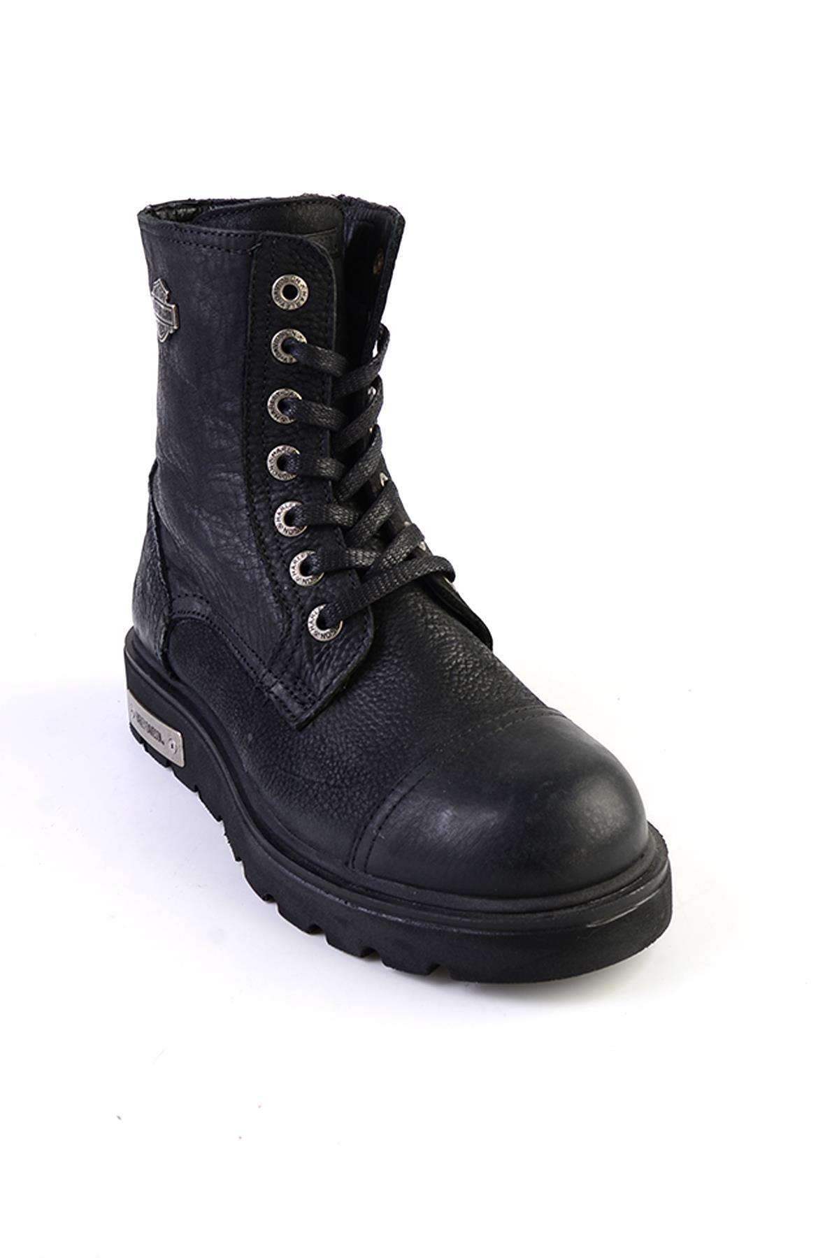 Black Hakiki Deri Kadın Bot & Bootie HD0777054003