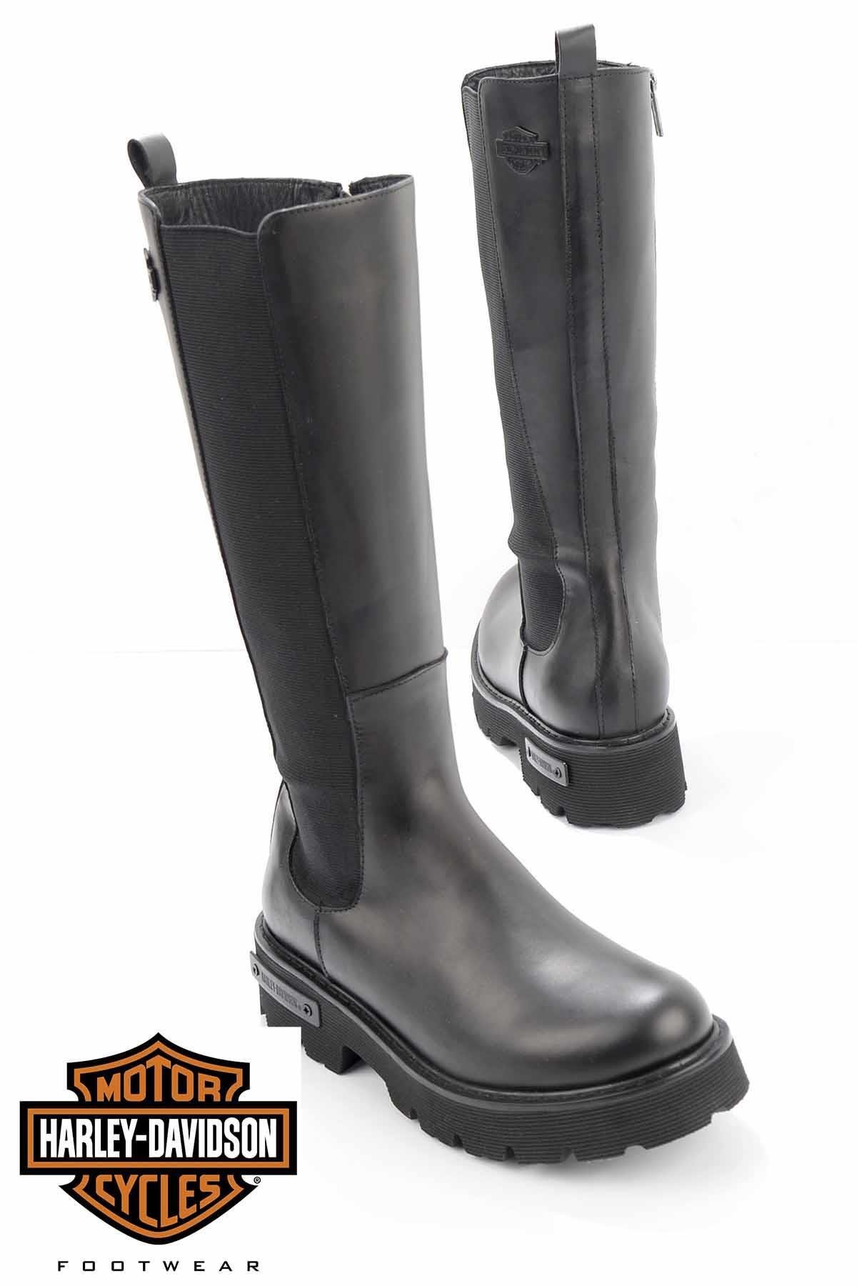 Black Hakiki Deri Kadın Bot & Bootie HD0777056903