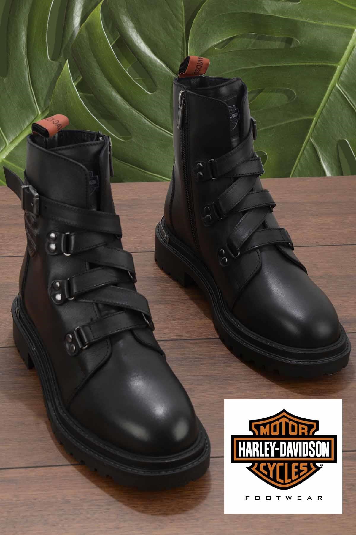 Black Hakiki Deri Kadın Bot & Bootie HD0777003003