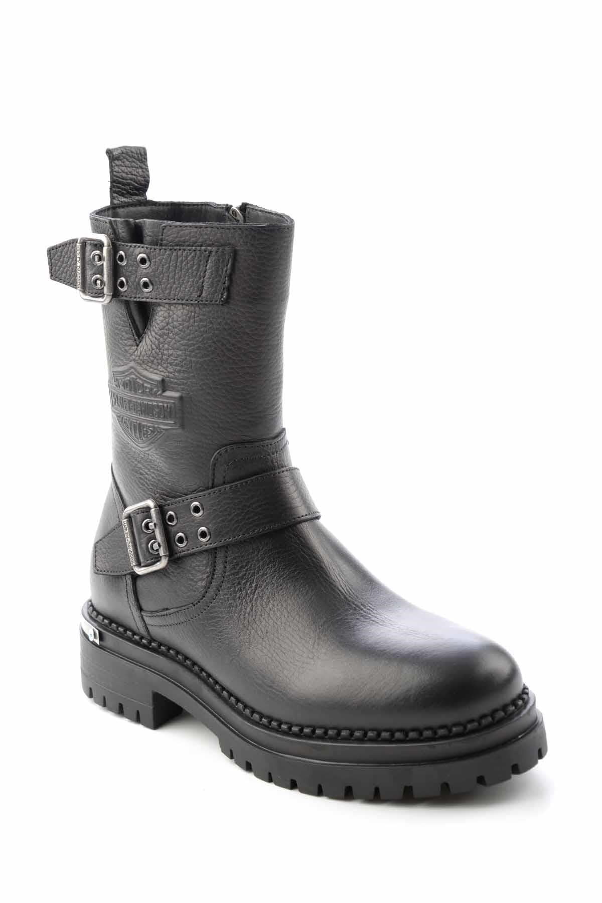 Black Hakiki Deri Kadın Bot & Bootie HD0777002203