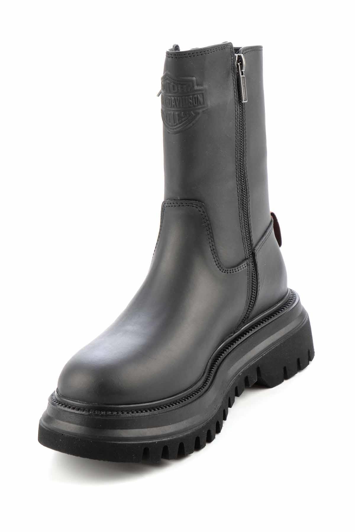 Black Hakiki Deri Kadın Bot & Bootie HD0777002603