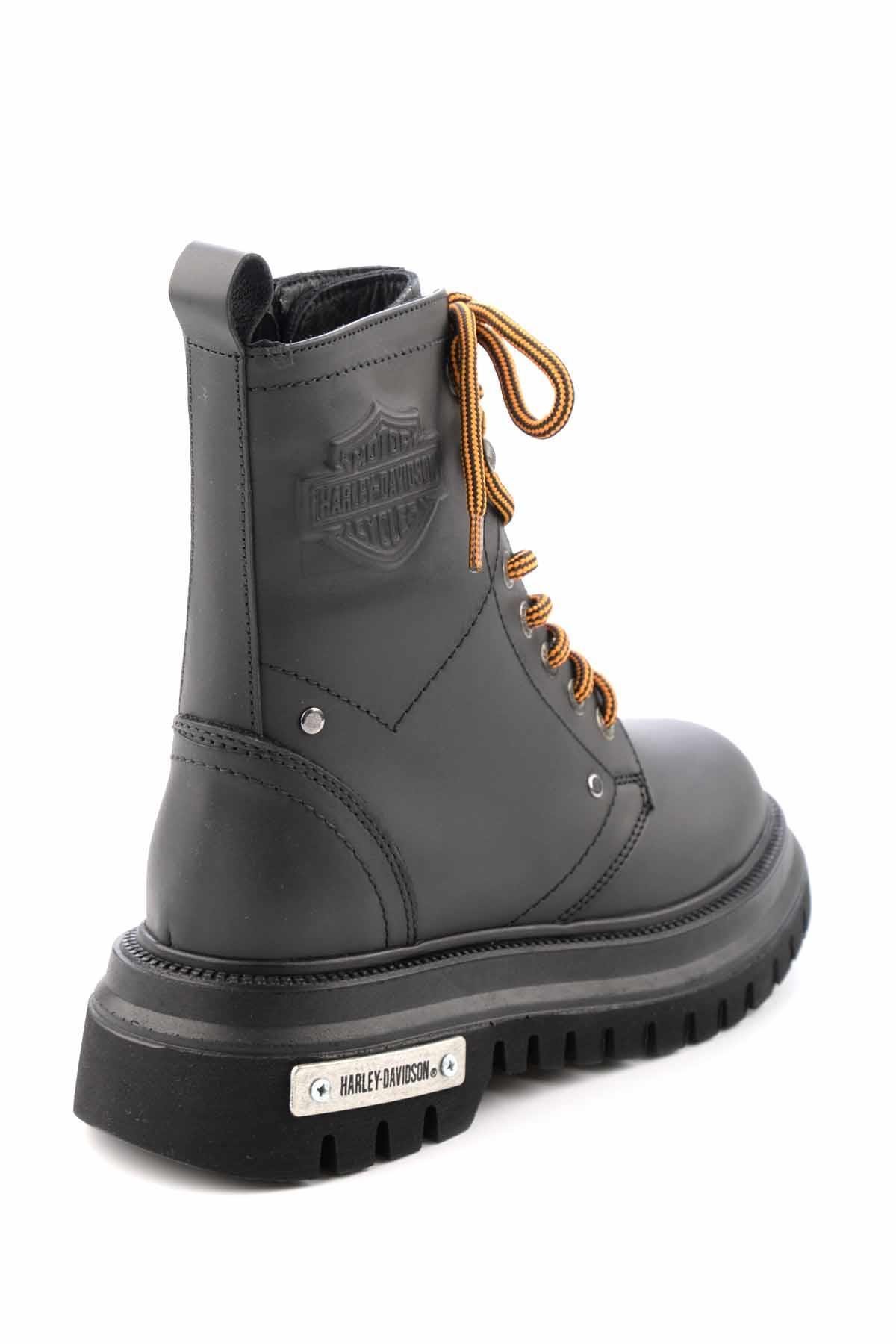 Black Hakiki Deri Kadın Bot & Bootie HD0777002903