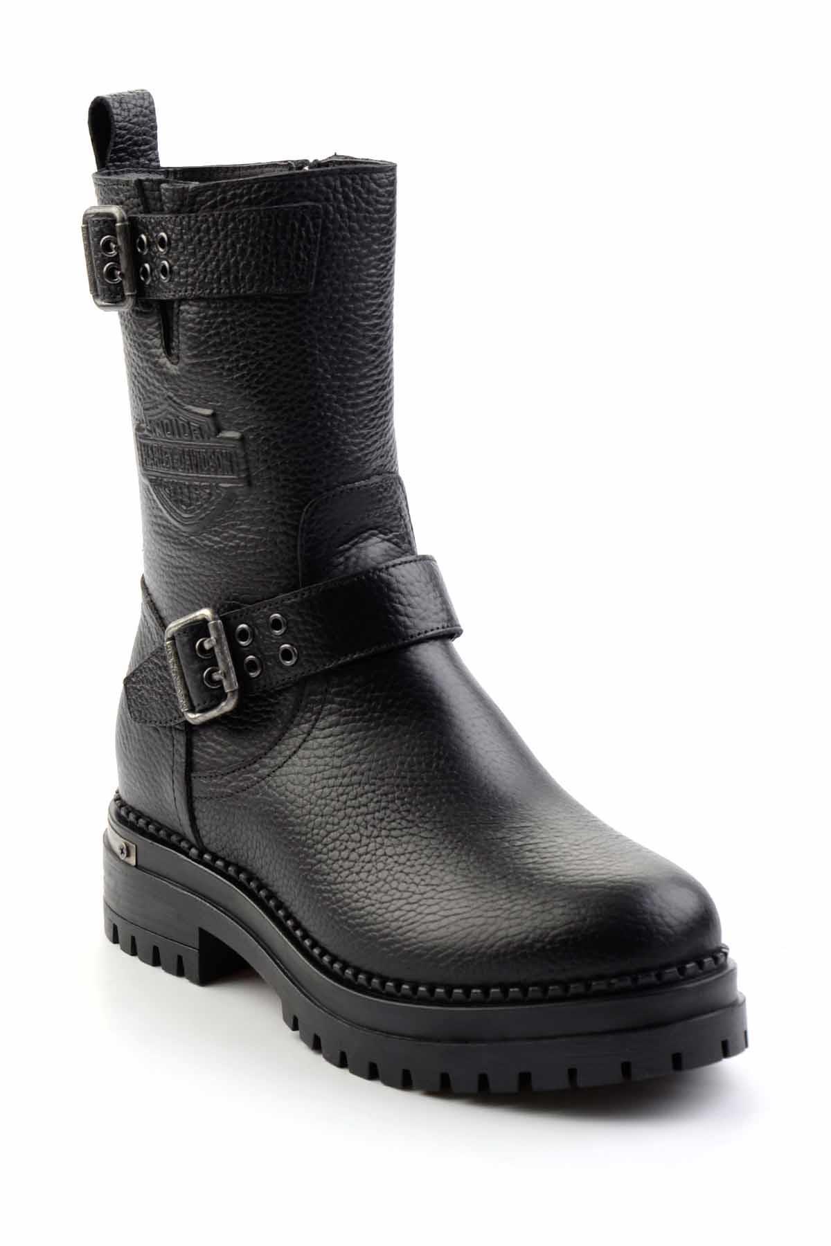 Black Hakiki Deri Kadın Bot & Bootie HD0777002203