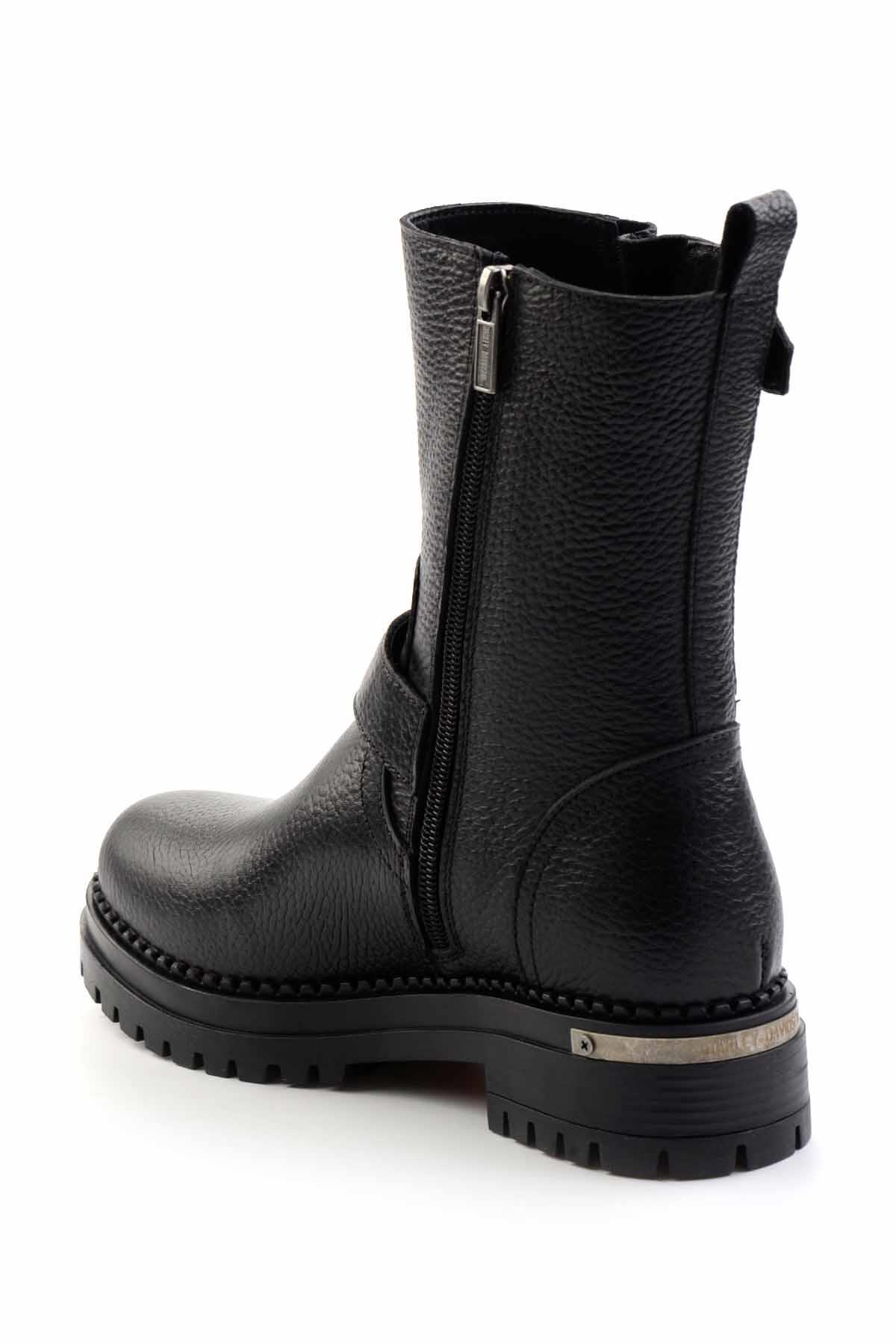 Black Hakiki Deri Kadın Bot & Bootie HD0777002203