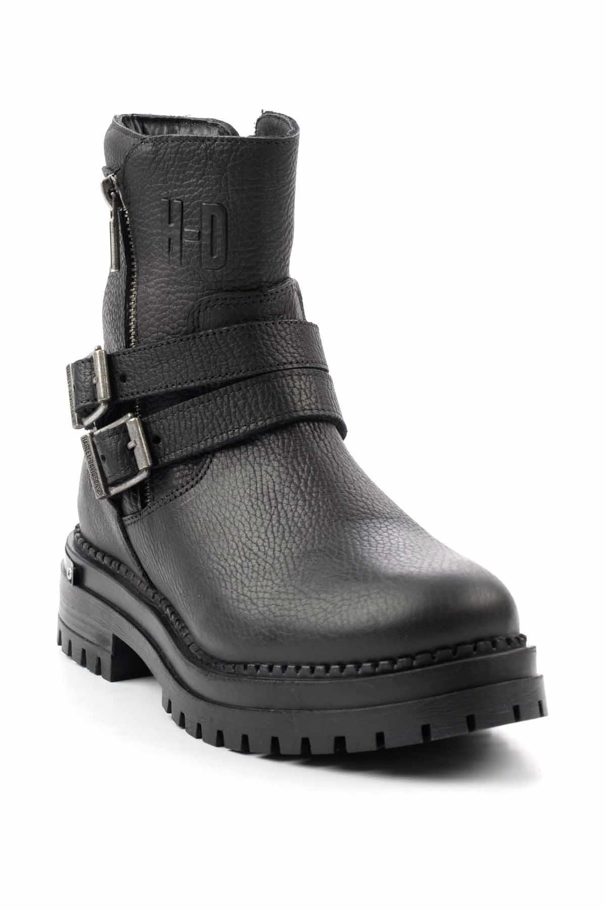 Black Hakiki Deri Kadın Bot & Bootie HD0777055603