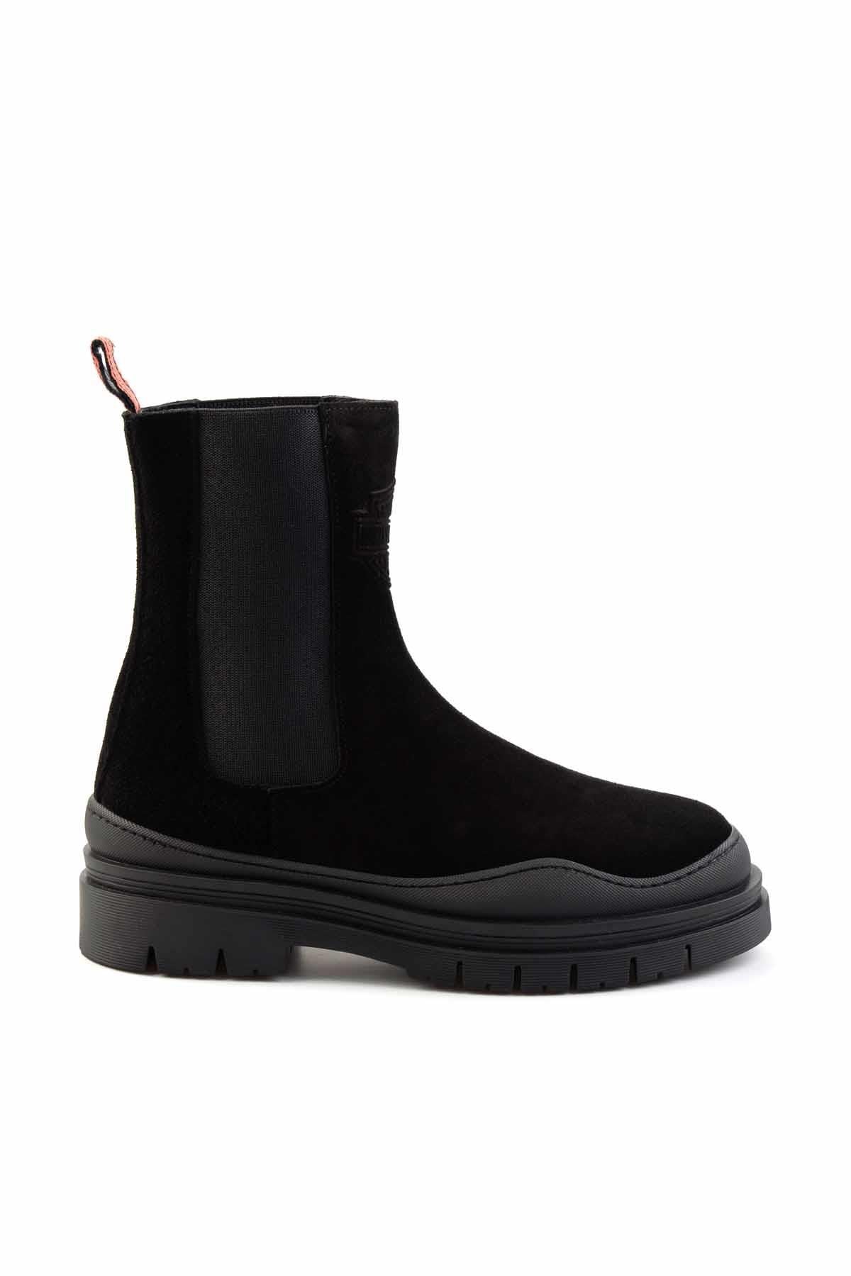 Black Hakiki Deri Kadın Bot & Bootie HD0777004802