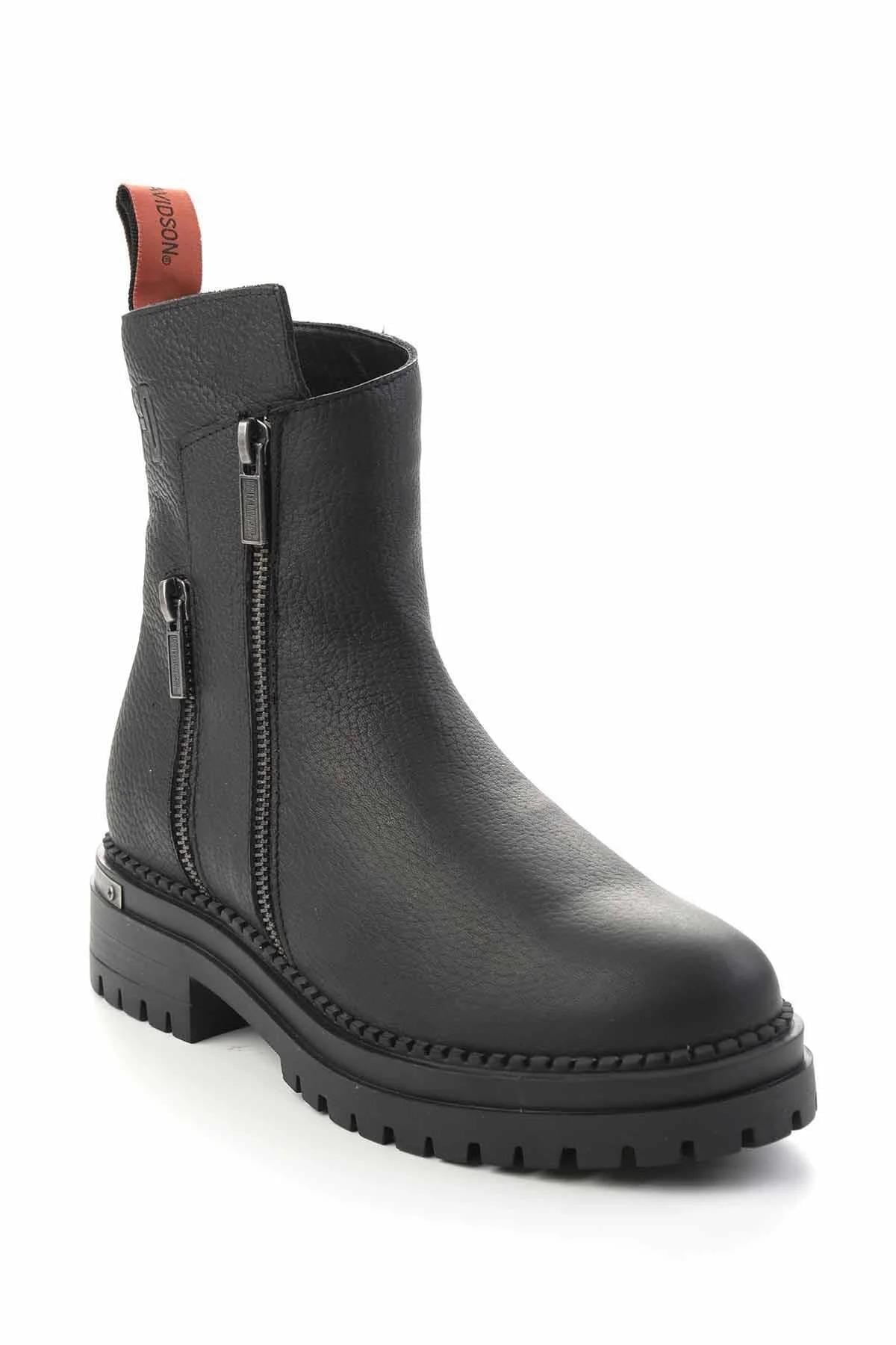 Black Hakiki Deri Kadın Bot & Bootie HD0777003903