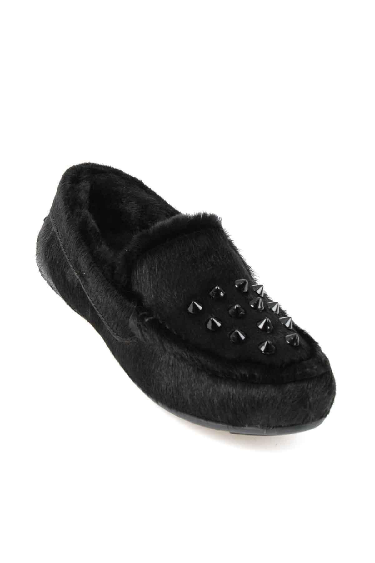 Black Hakiki Deri Kadın Loafer Ayakkabı E0207650605