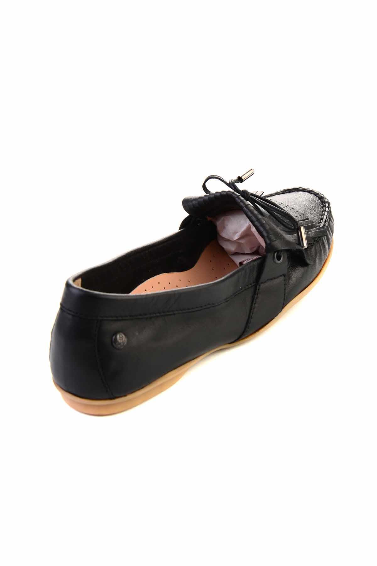 Black Hakiki Deri Kadın Loafer Ayakkabı F0897172603