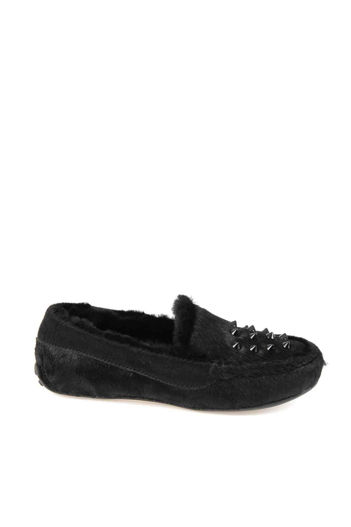 Black Hakiki Deri Kadın Loafer Ayakkabı E0207650605