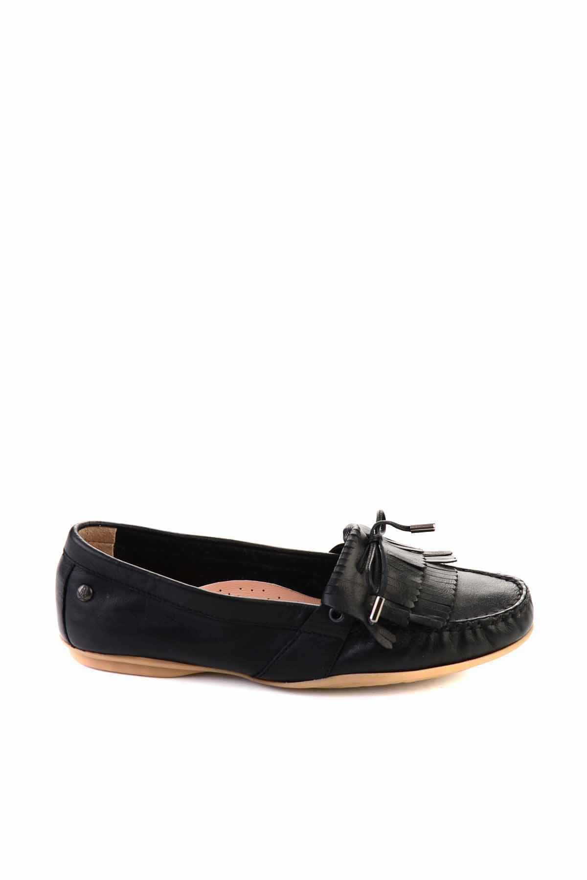 Black Hakiki Deri Kadın Loafer Ayakkabı F0897172603
