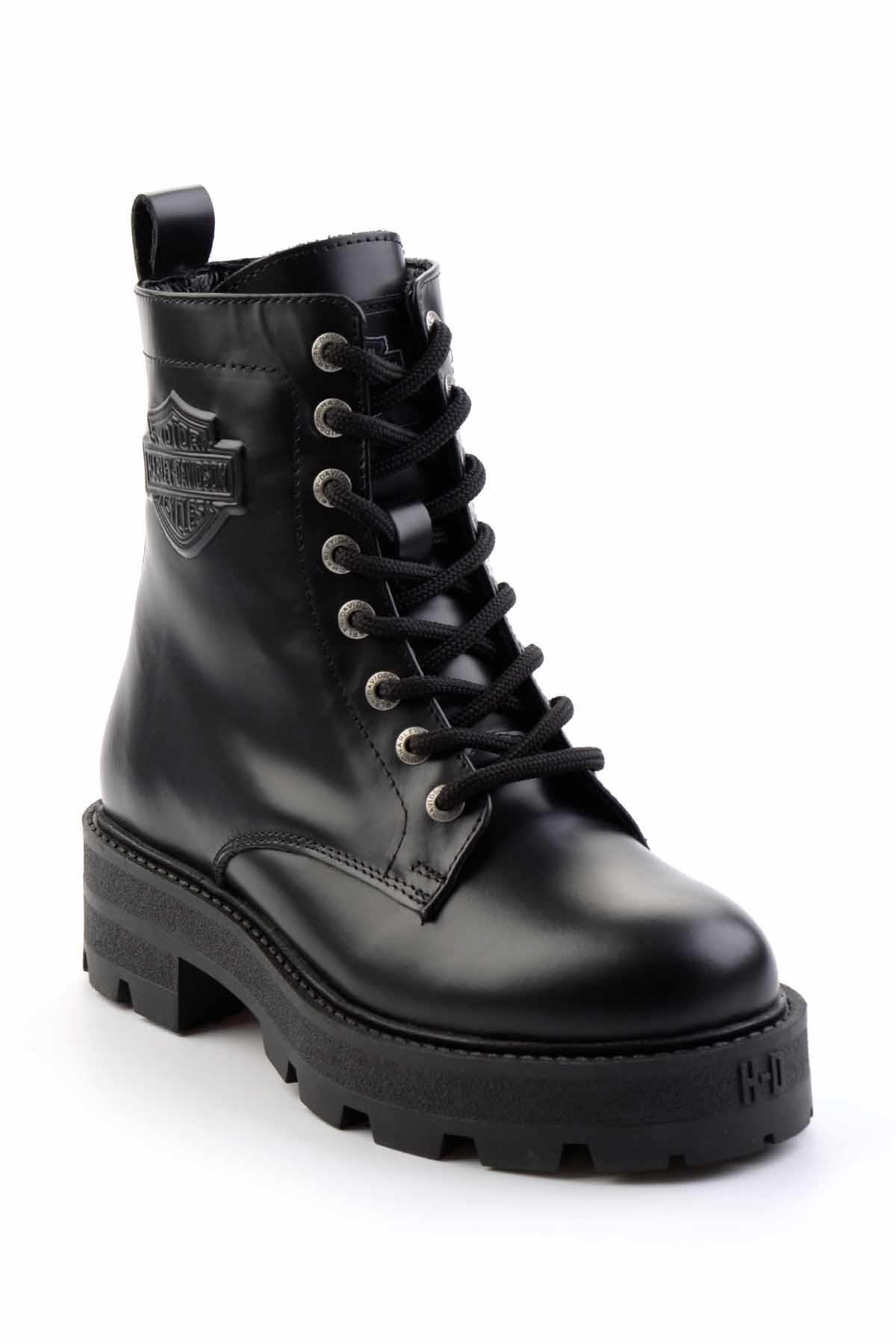 Black Leather Kadın Bot & Bootie HD0777005703