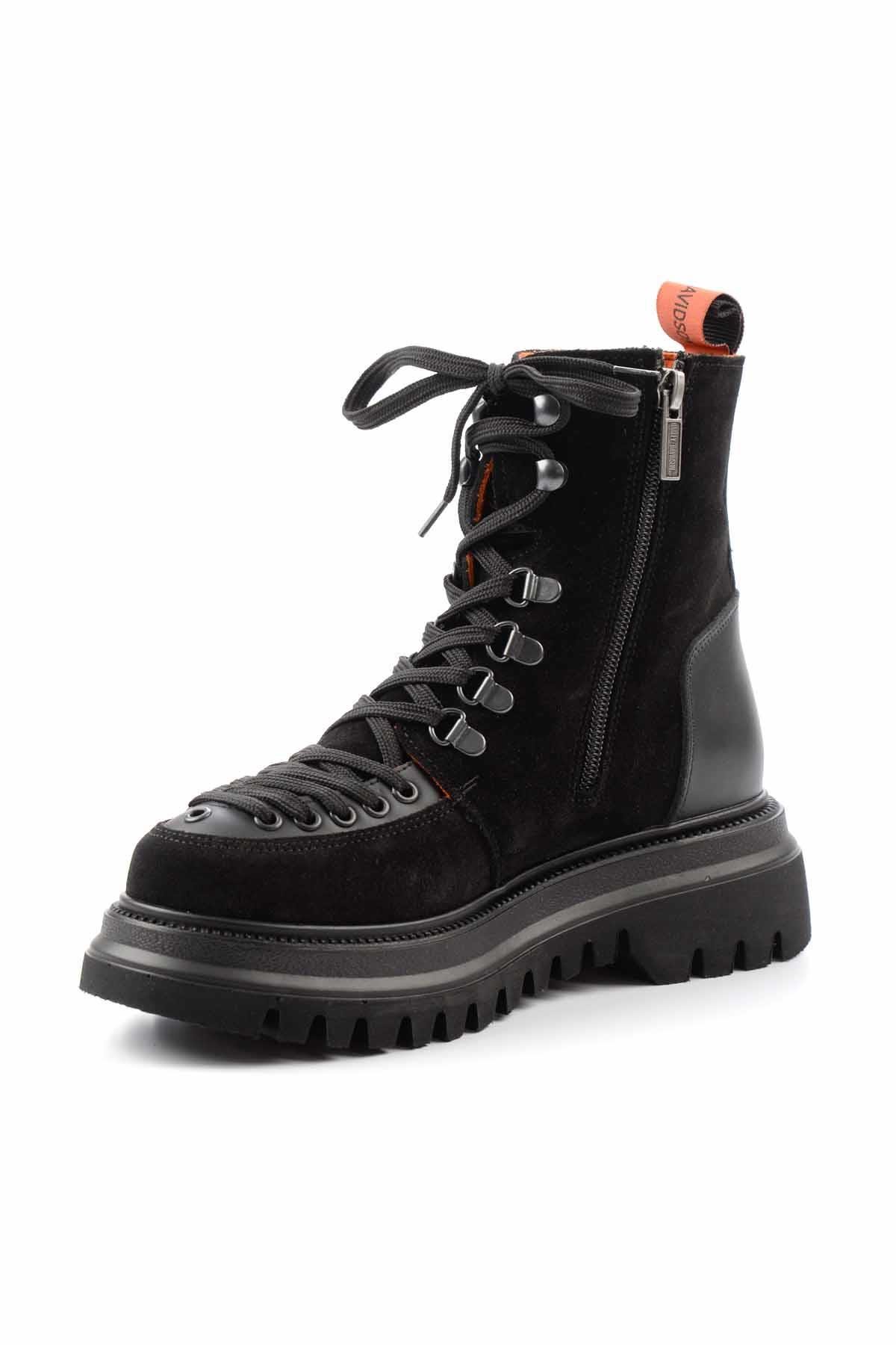 Black Leather Kadın Bot & Bootie HD0777064302