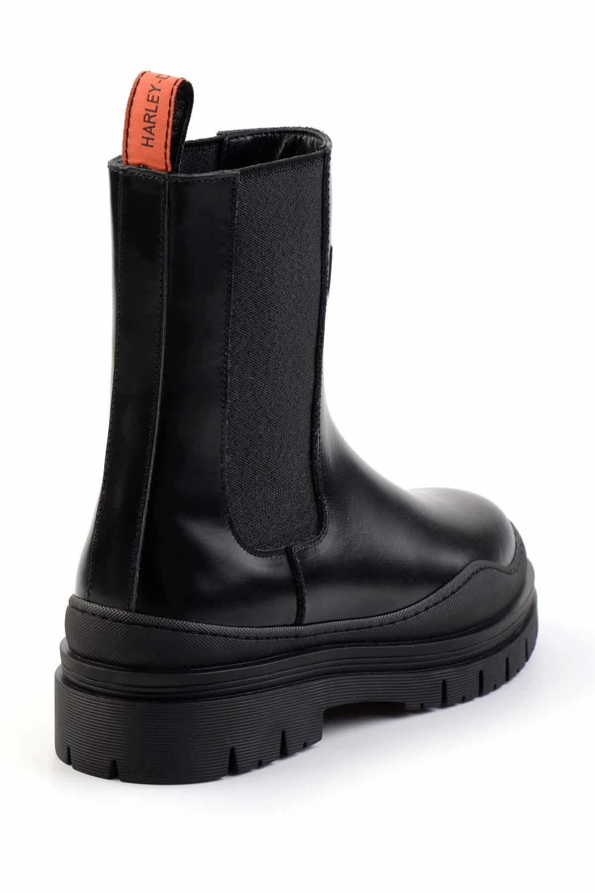 Black Leather Kadın Bot & Bootie HD0777004803