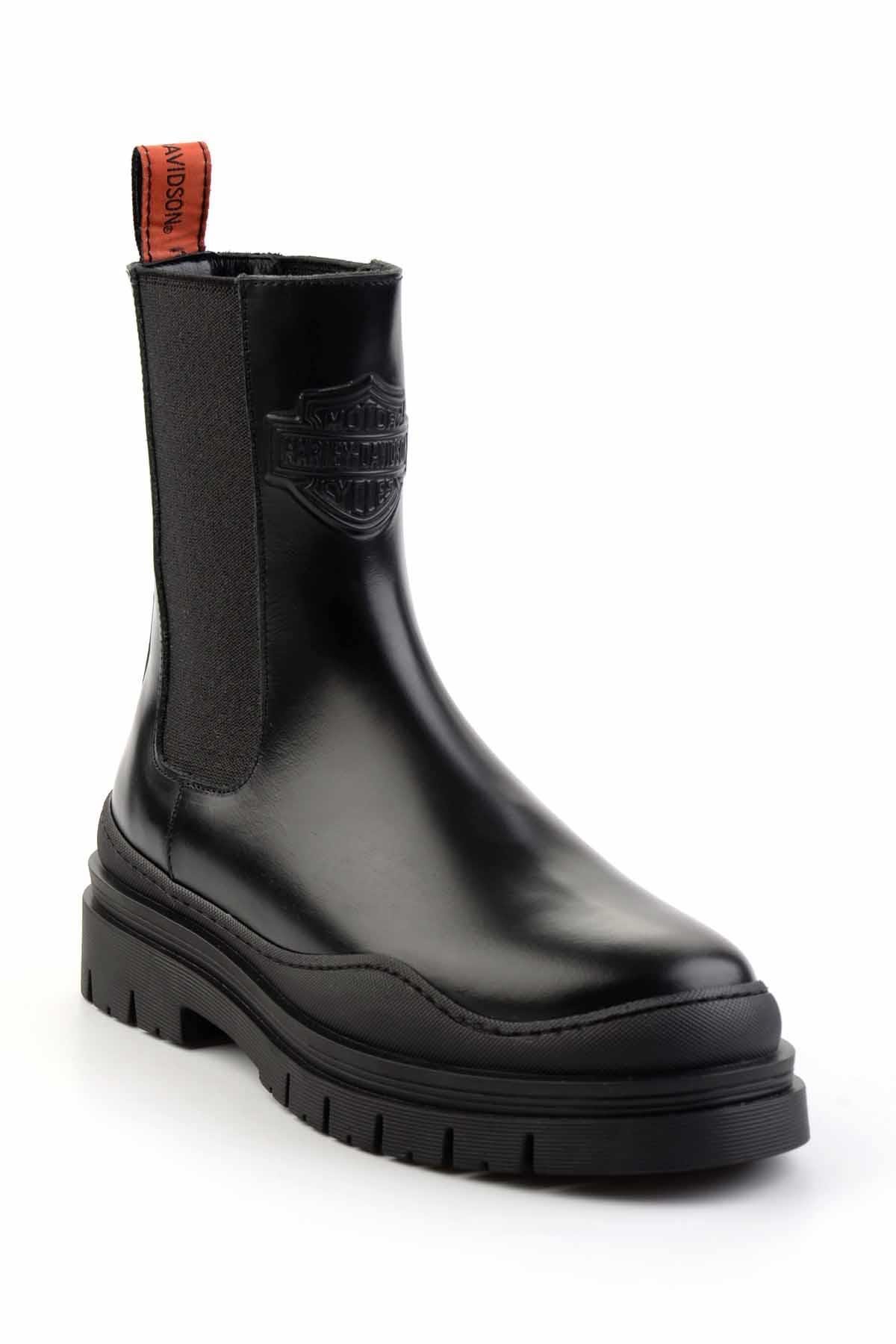 Black Leather Kadın Bot & Bootie HD0777004803