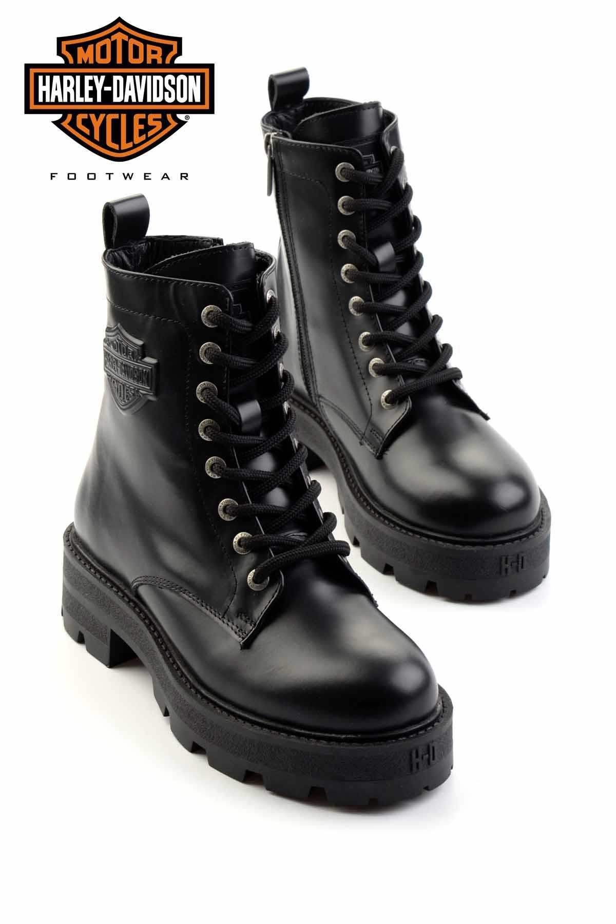 Black Leather Kadın Bot & Bootie HD0777005703