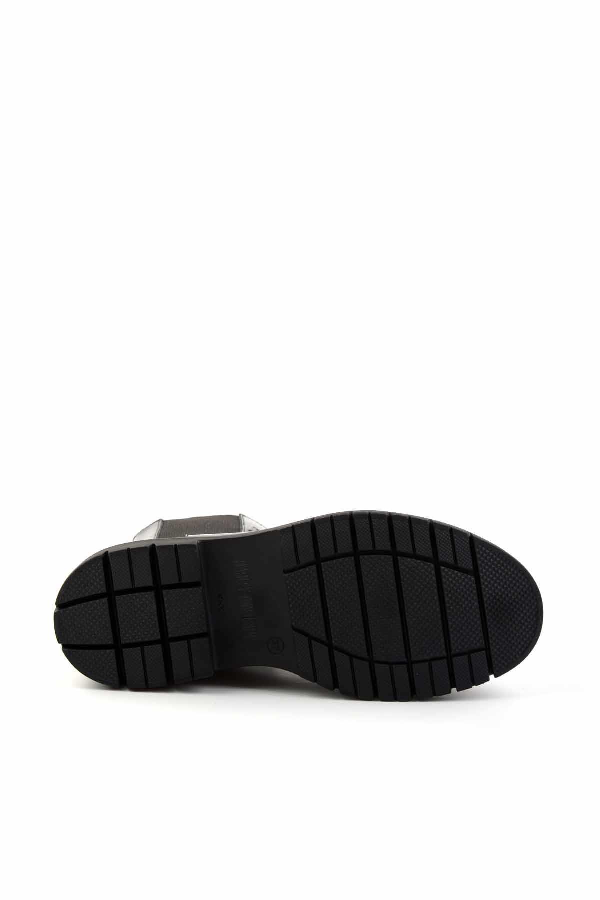 Black Leather Kadın Bot & Bootie HD0777004803