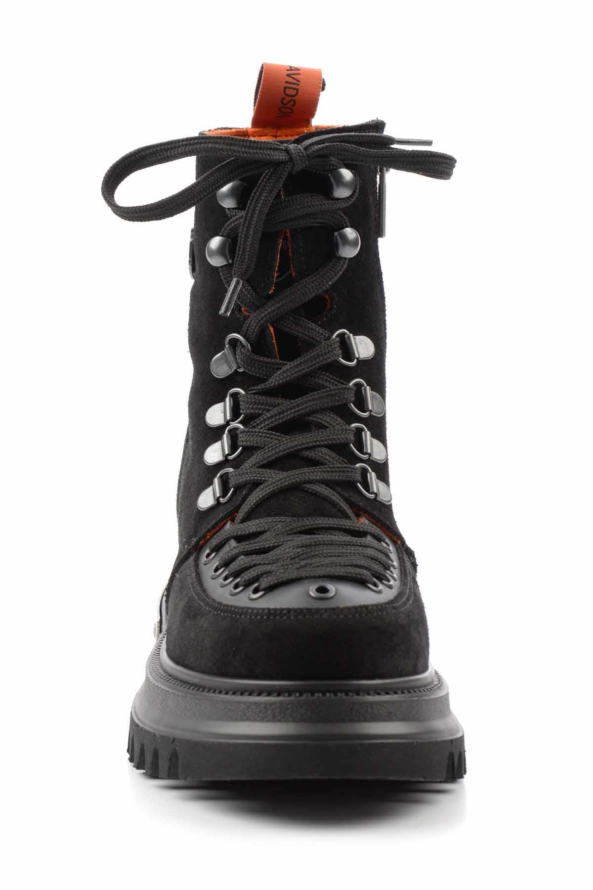 Black Leather Kadın Bot & Bootie HD0777064302