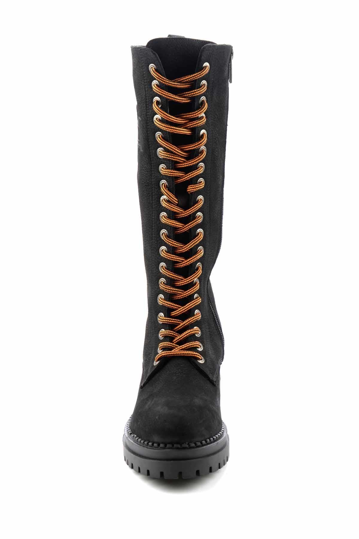 Black Nubuk Hakiki Deri Kadın Bot & Bootie HD0777002801