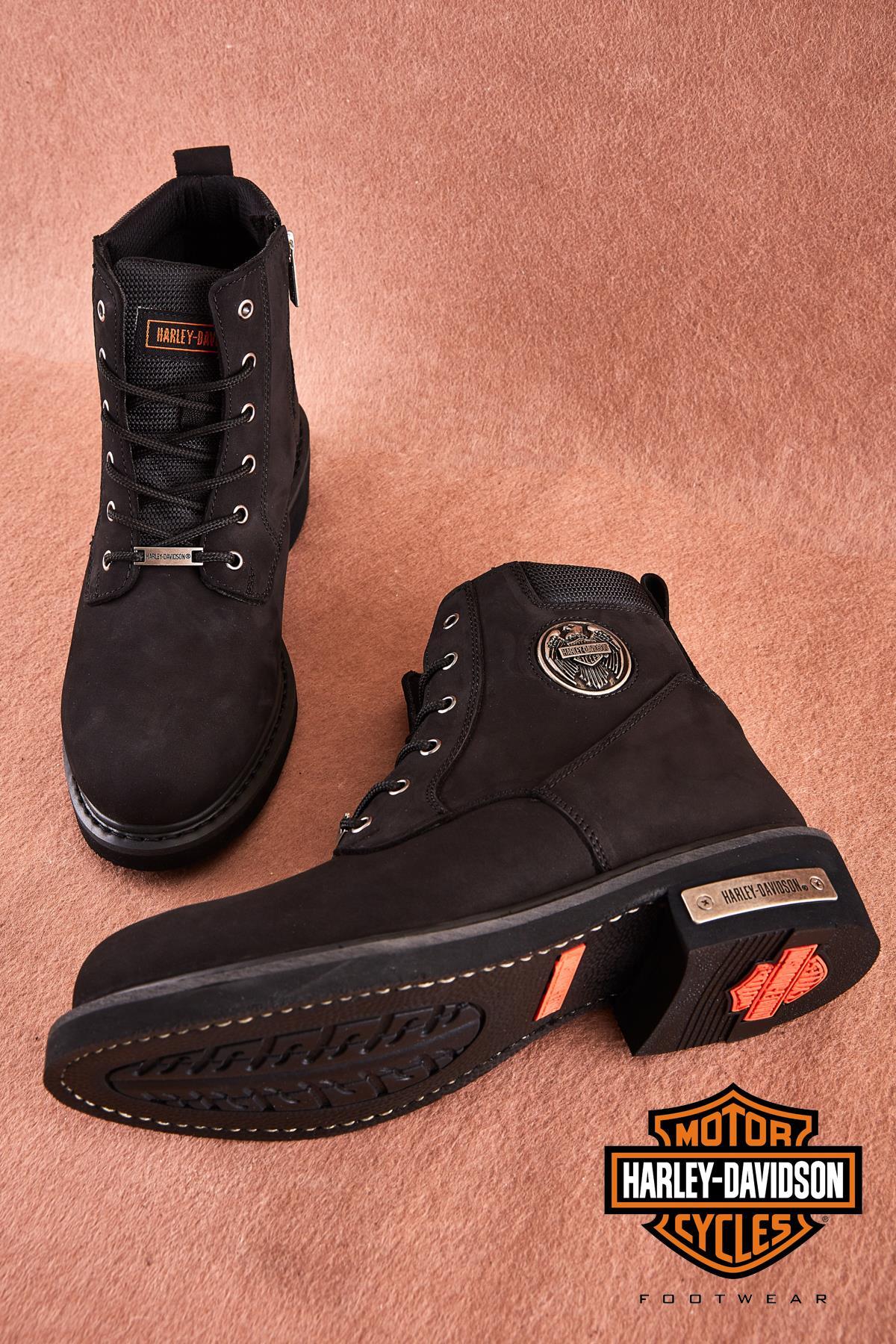 Black Nubuk Hakiki Deri Kadın Bot & Bootie HD1777009801
