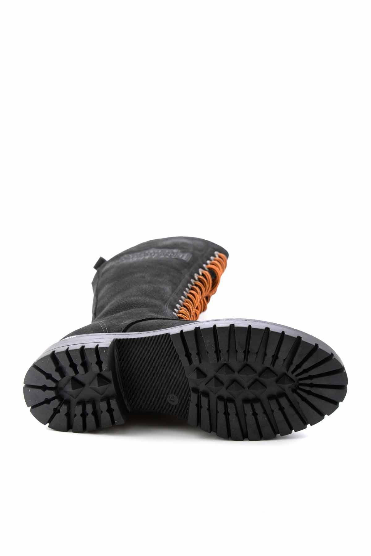 Black Nubuk Hakiki Deri Kadın Bot & Bootie HD0777002801