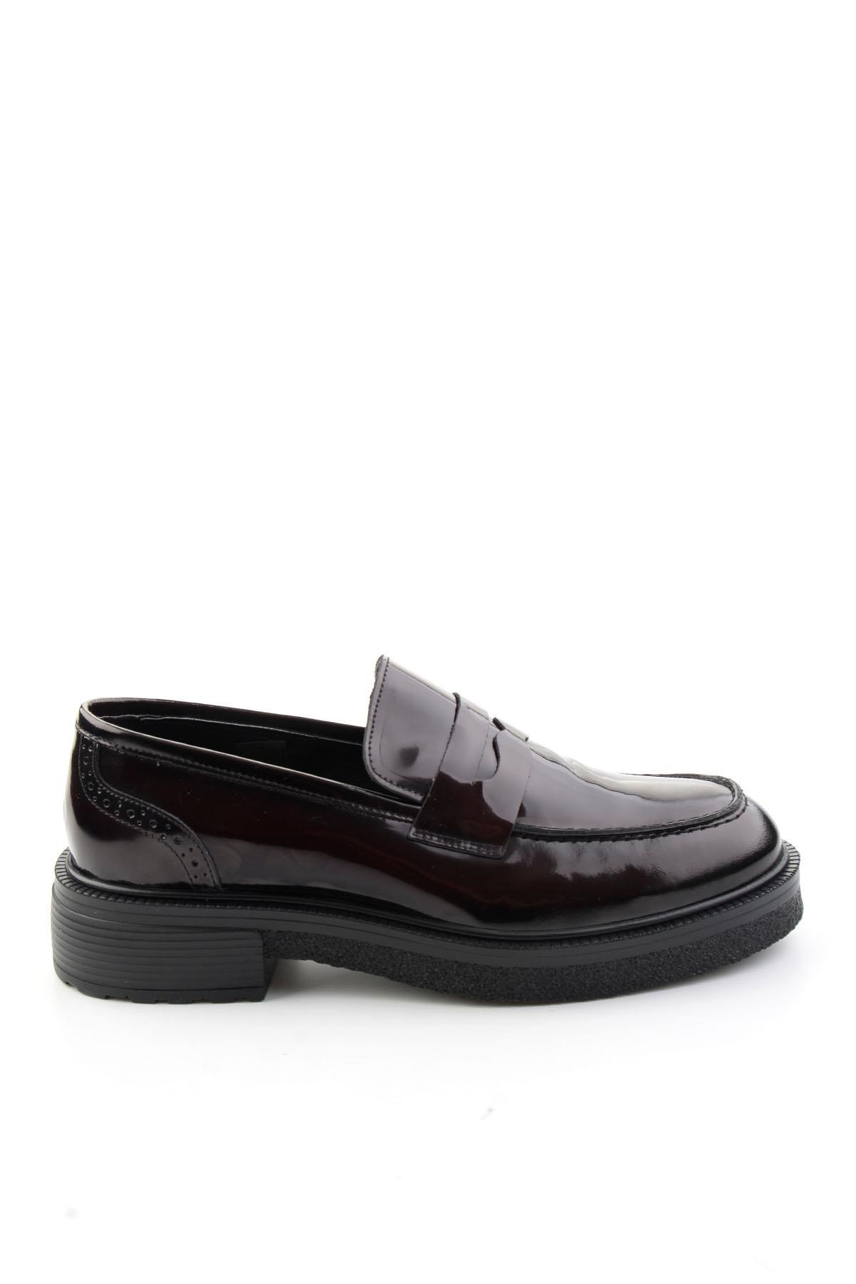Bordo Açma Hakiki Deri Erkek Loafer Ayakkabı E01549116414