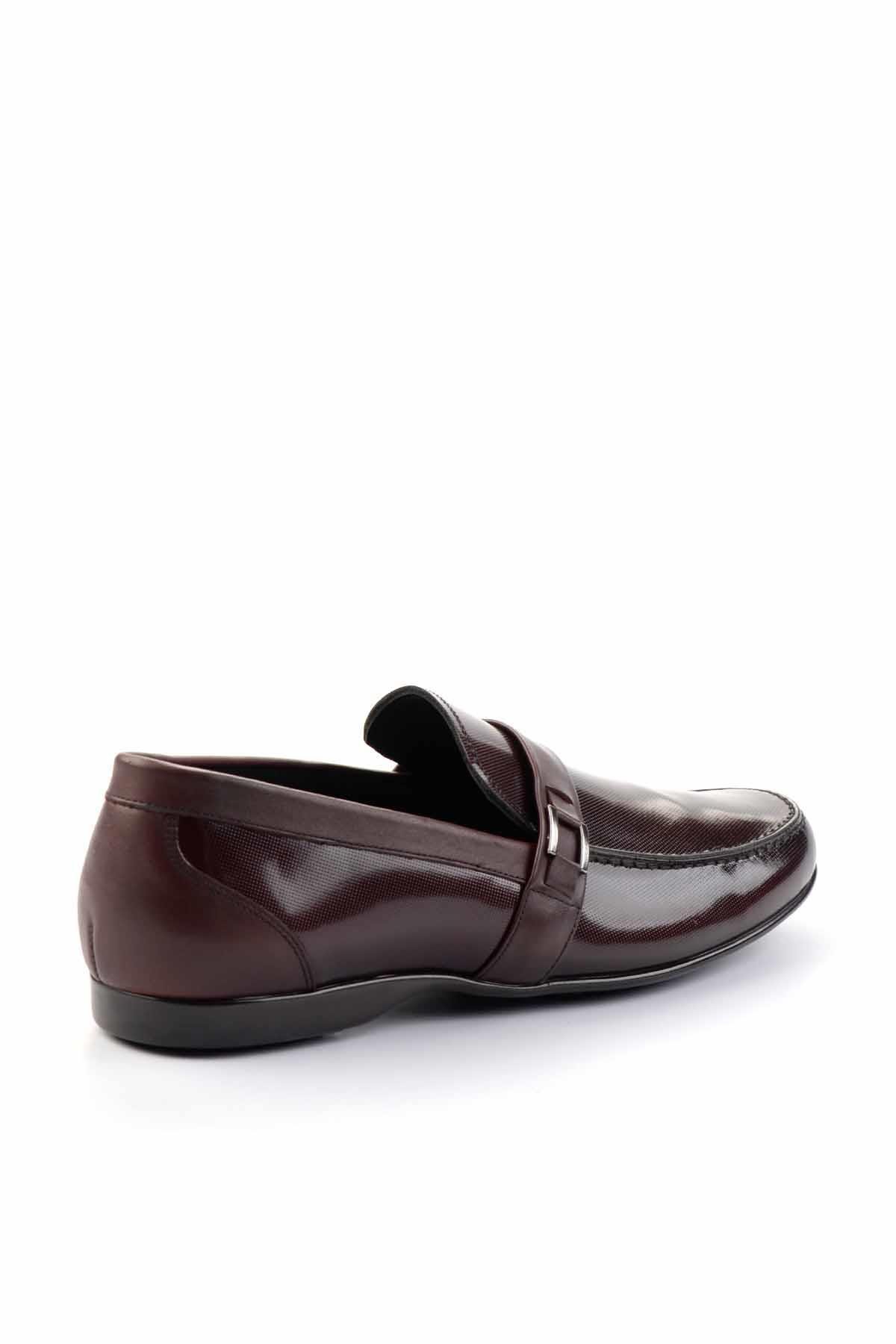 Bordo Baskılı Hakiki Deri Erkek Loafer Ayakkabı E01757267603
