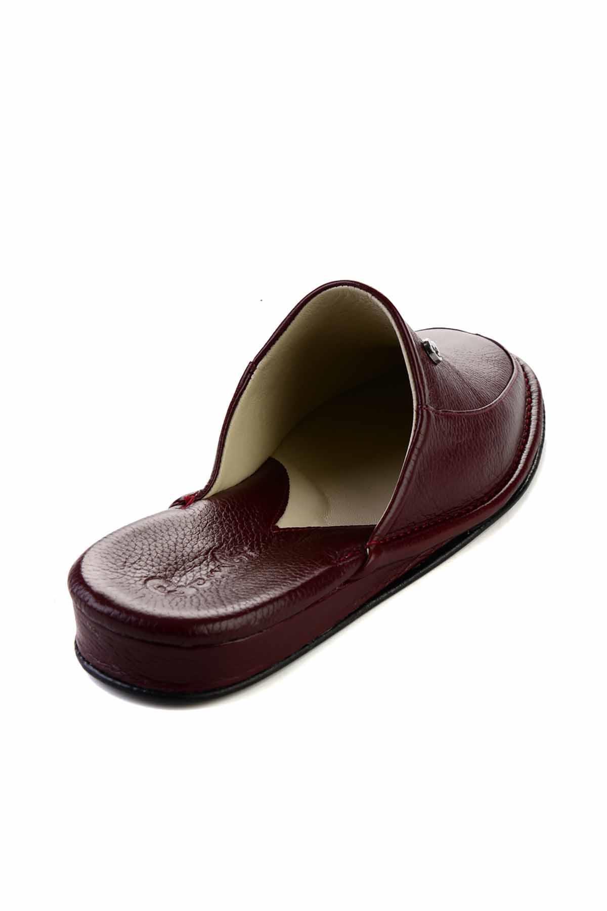 Bordo Hakiki Deri Erkek Ev Terliği G1421005803